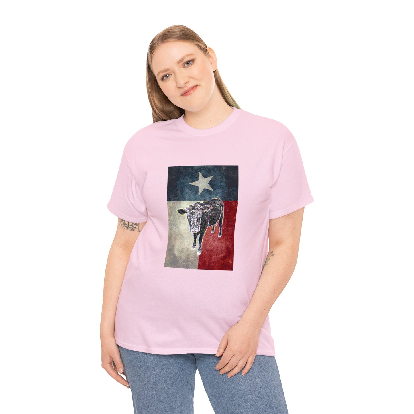 Vintage Retro Cow on the Farm Heavy Cotton Tee