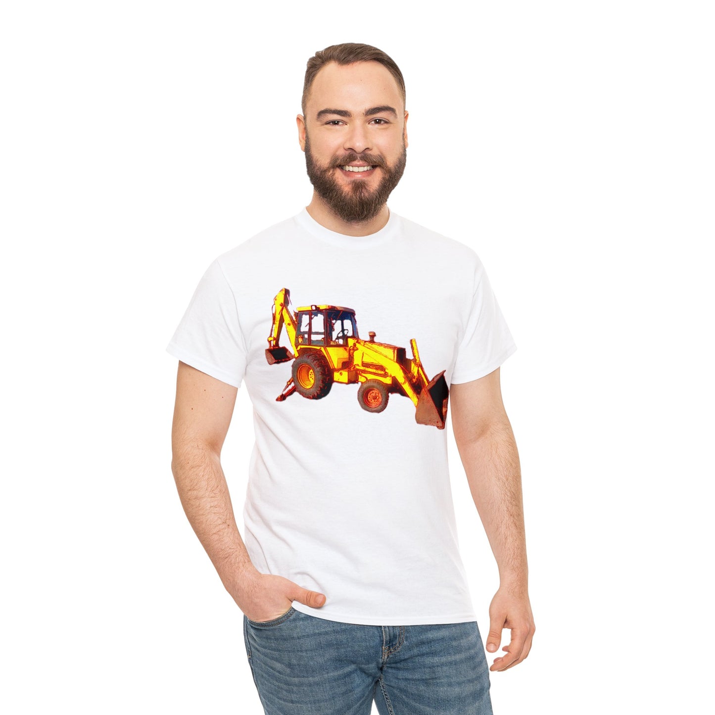 Back Hoe, Tractor, Bulldozer, Excavator, Construction, Under Construction Heavy Cotton Tee