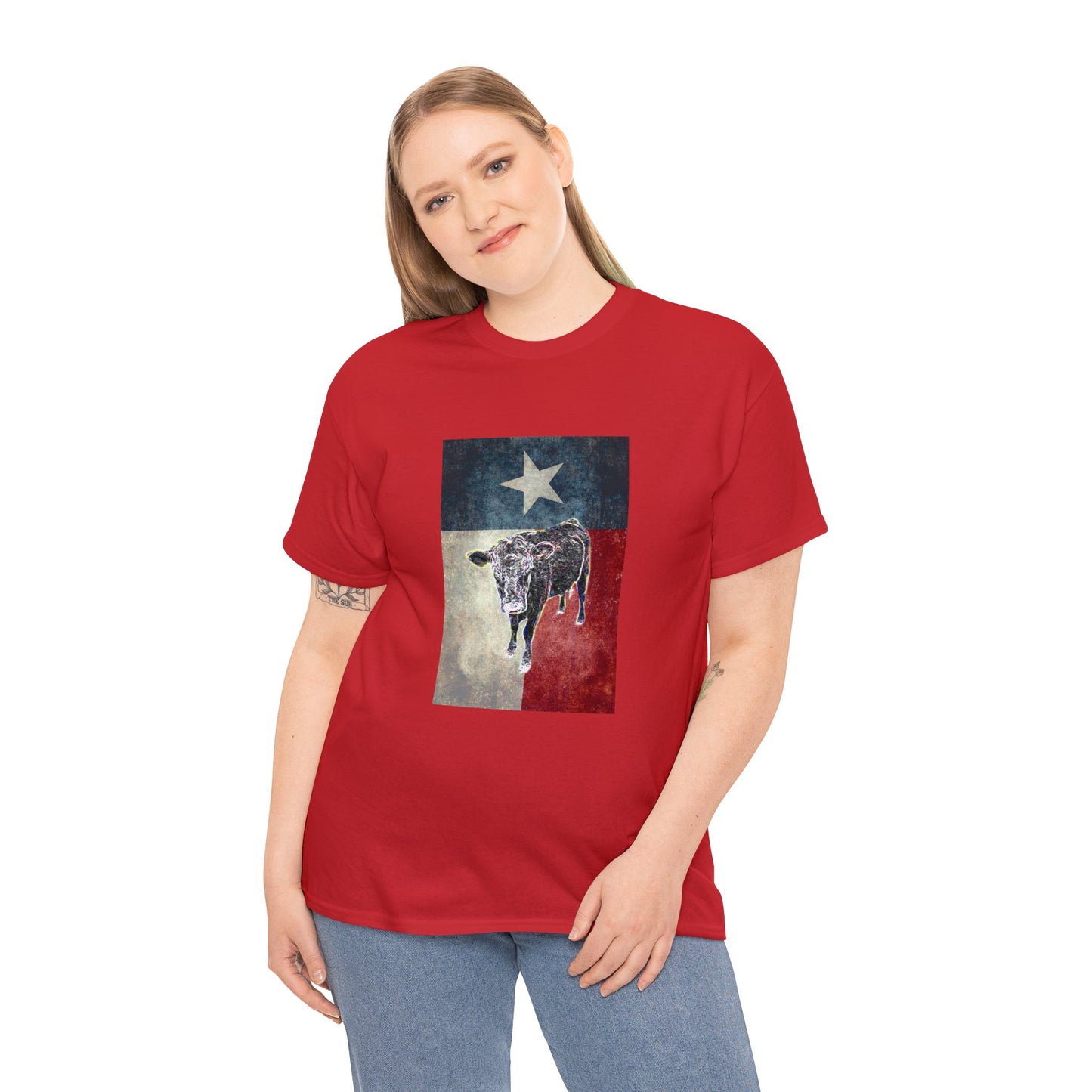 Vintage Retro Cow on the Farm Heavy Cotton Tee