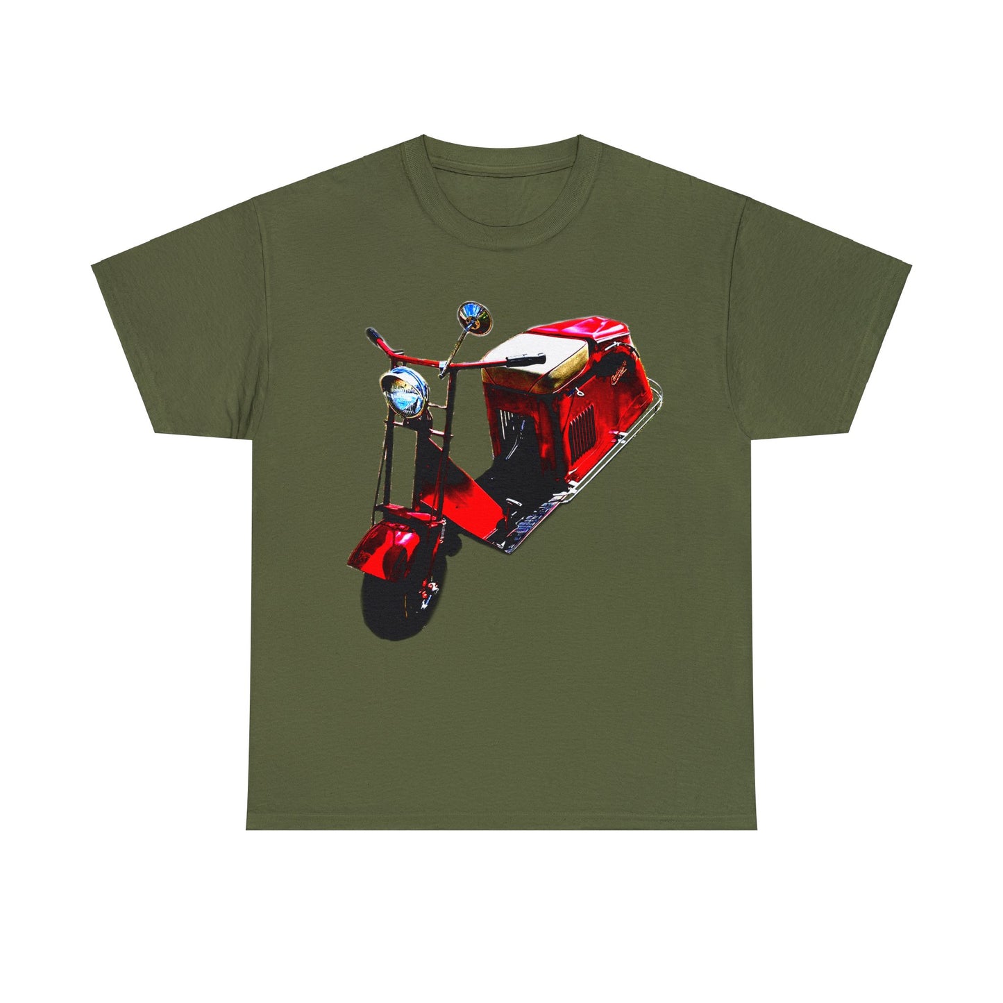 Vintage Scooter, 1940s Scooter, Red Scooter, Red Moped Heavy Cotton Tee