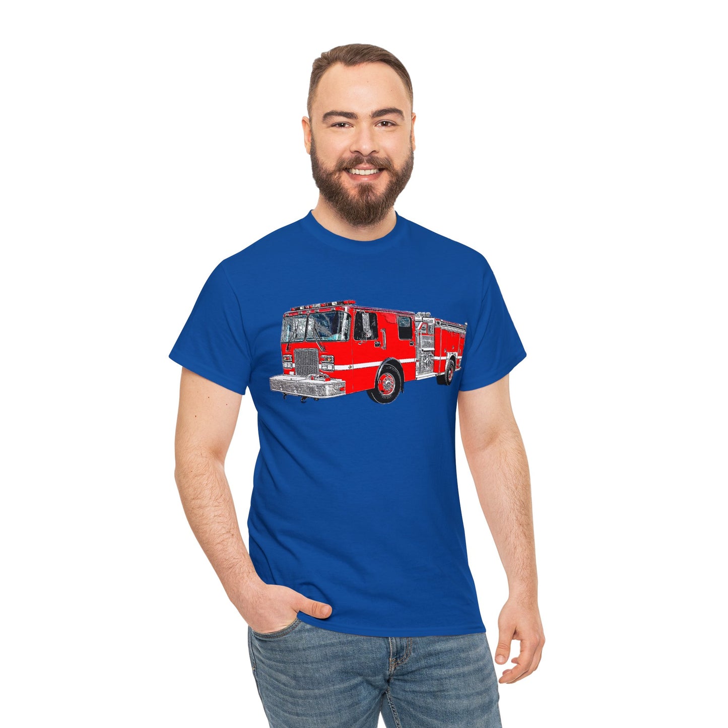Fire Department, Fire Truck, Fire Department, Red Fire TruckHeavy Cotton Tee
