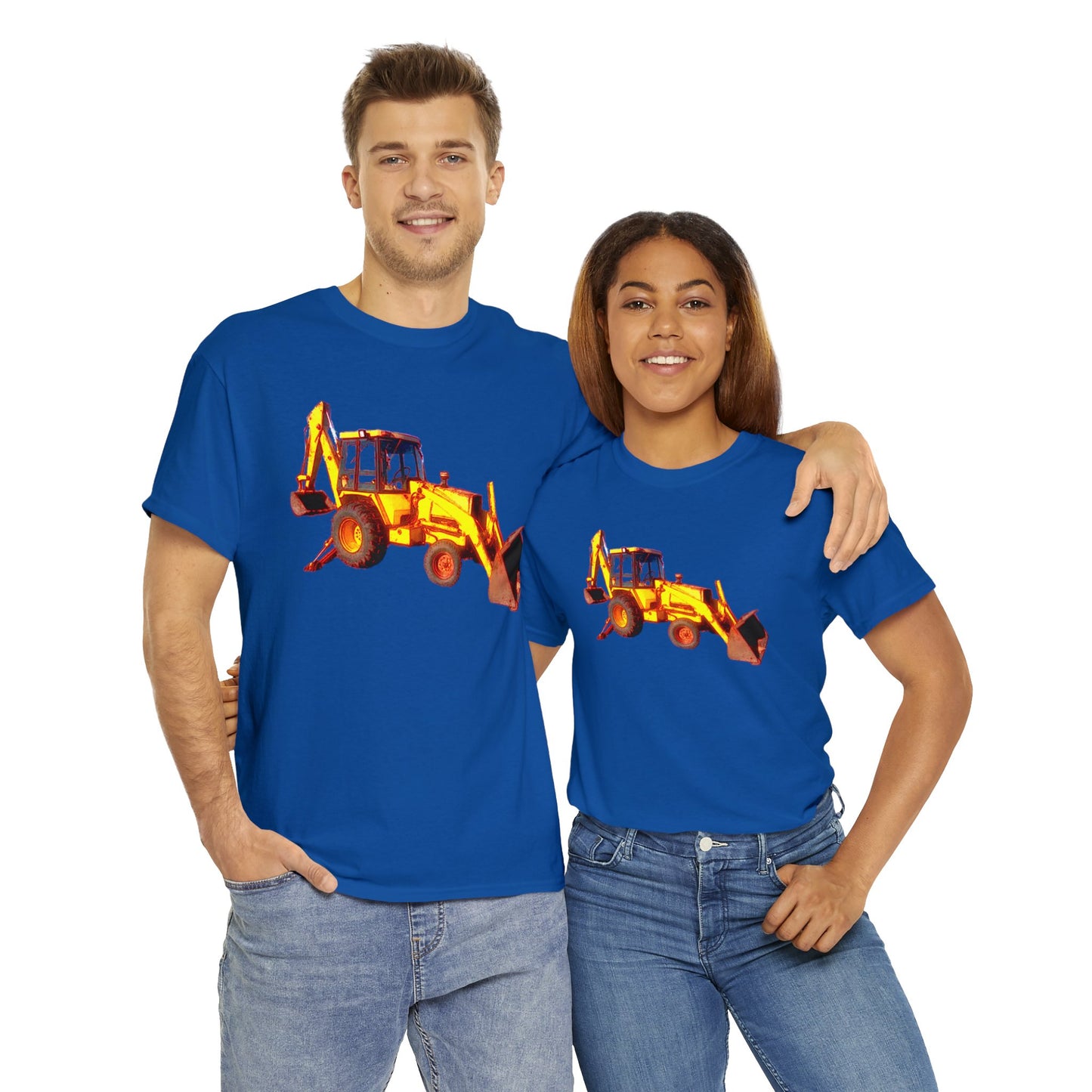 Back Hoe, Tractor, Bulldozer, Excavator, Construction, Under Construction Heavy Cotton Tee