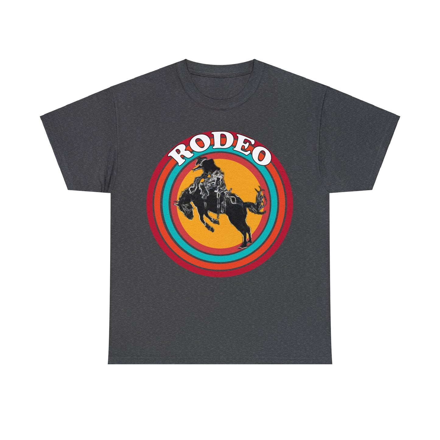 Rodeo, Bronco Rider, Bronc Buster, Cowboy Rider, Horse Rider, Wild Horse Heavy Cotton Tee