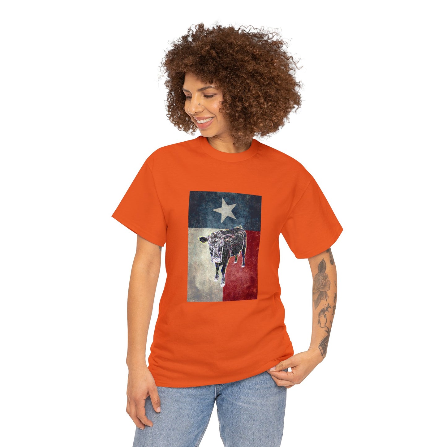 Vintage Retro Cow on the Farm Heavy Cotton Tee