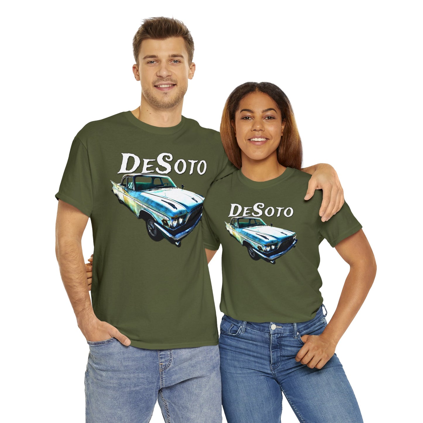 Vintage Desoto American Car, Vintage Antique Automobile Heavy Cotton Tee