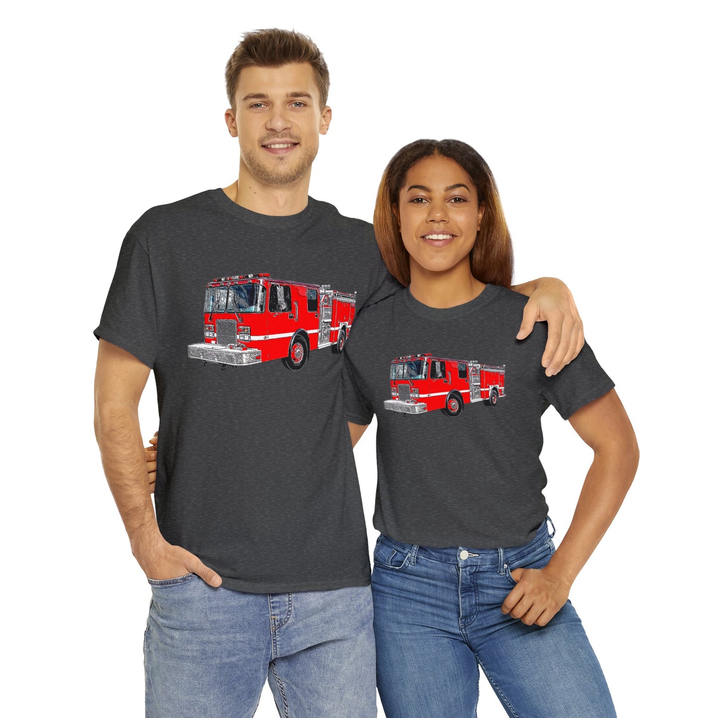 Fire Department, Fire Truck, Fire Department, Red Fire TruckHeavy Cotton Tee