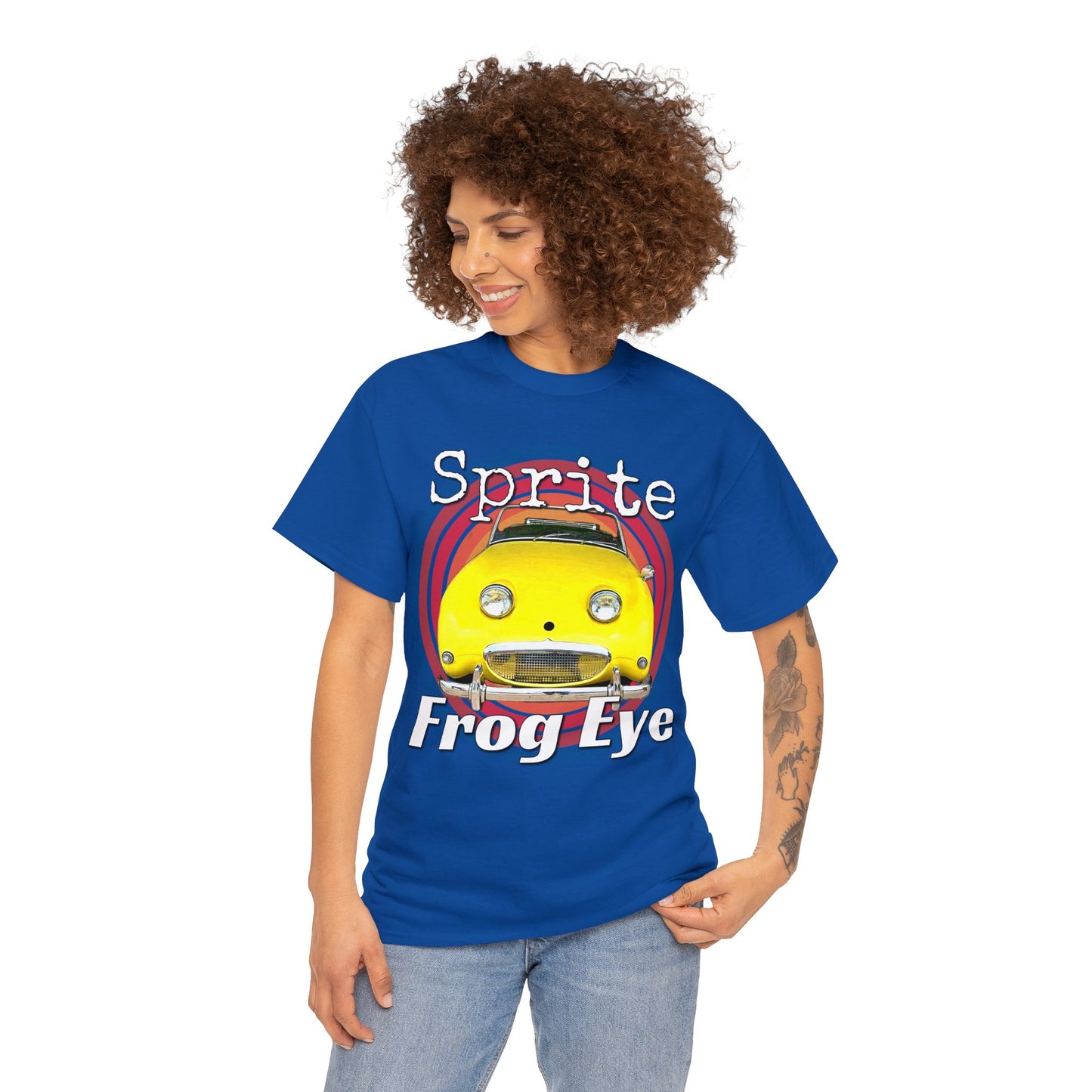 Vintage Retro Sprite Frog Eye Convertible Car Heavy Cotton Tee
