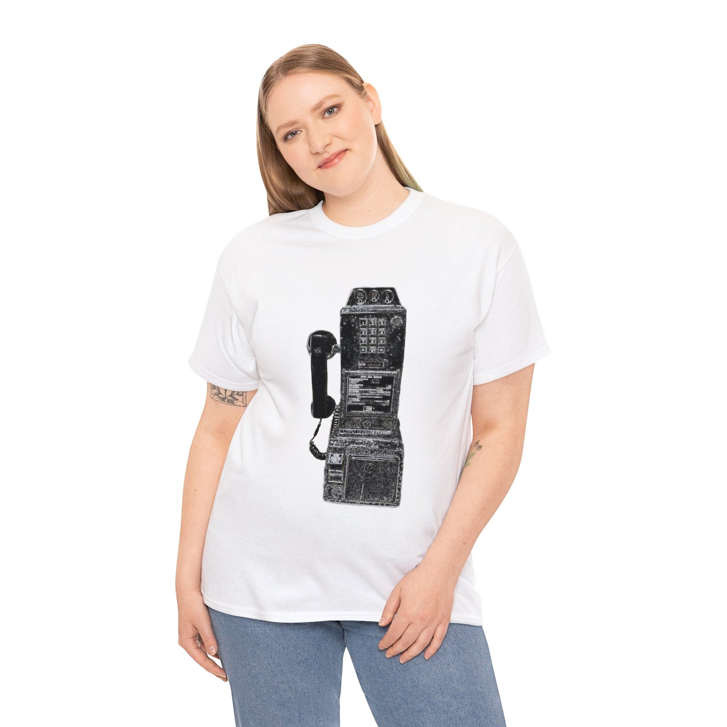 Vintage Retro Pay Phone Antique Telephone Phone Heavy Cotton Tee