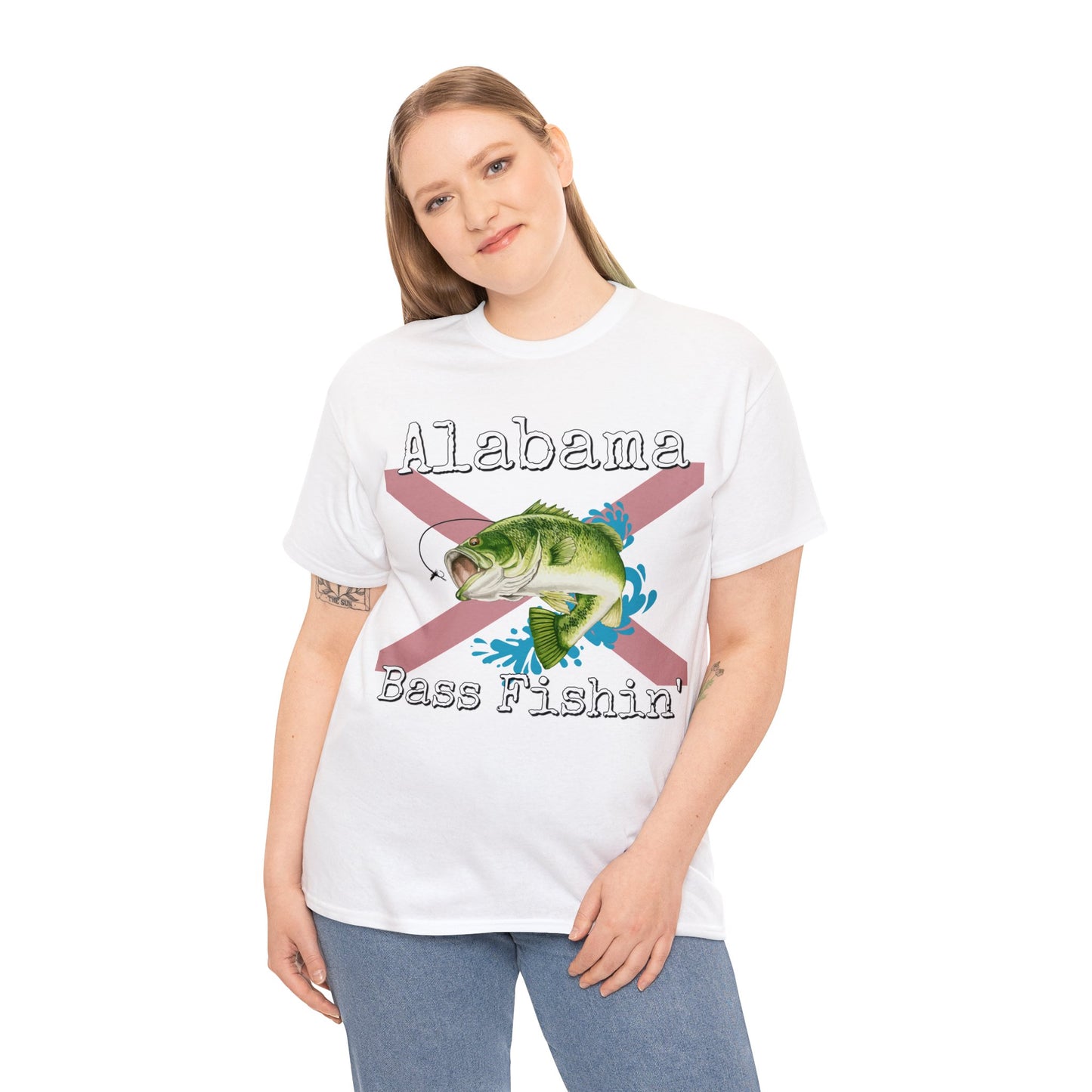 Vintage Retro Alabama Bass Fishing Heavy Cotton Tee