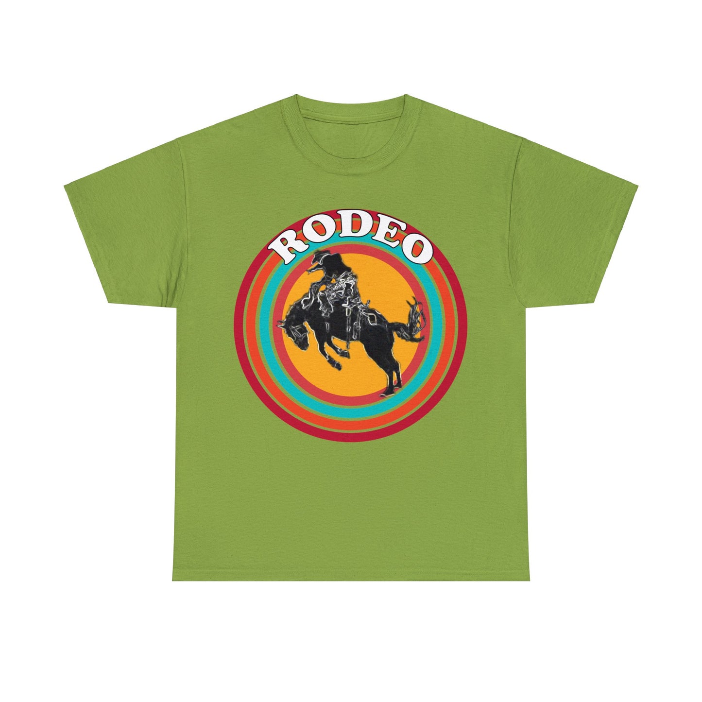 Rodeo, Bronco Rider, Bronc Buster, Cowboy Rider, Horse Rider, Wild Horse Heavy Cotton Tee