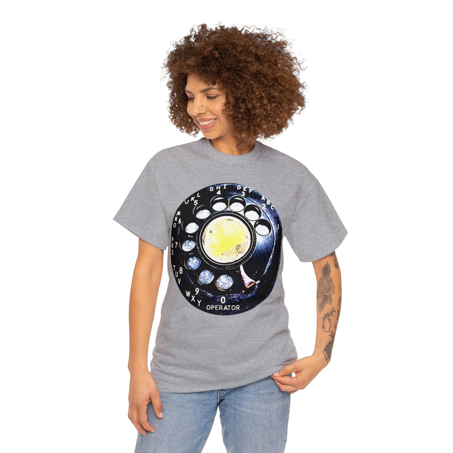 Vintage Retro Rotary Antique Telephone Phone Heavy Cotton Tee