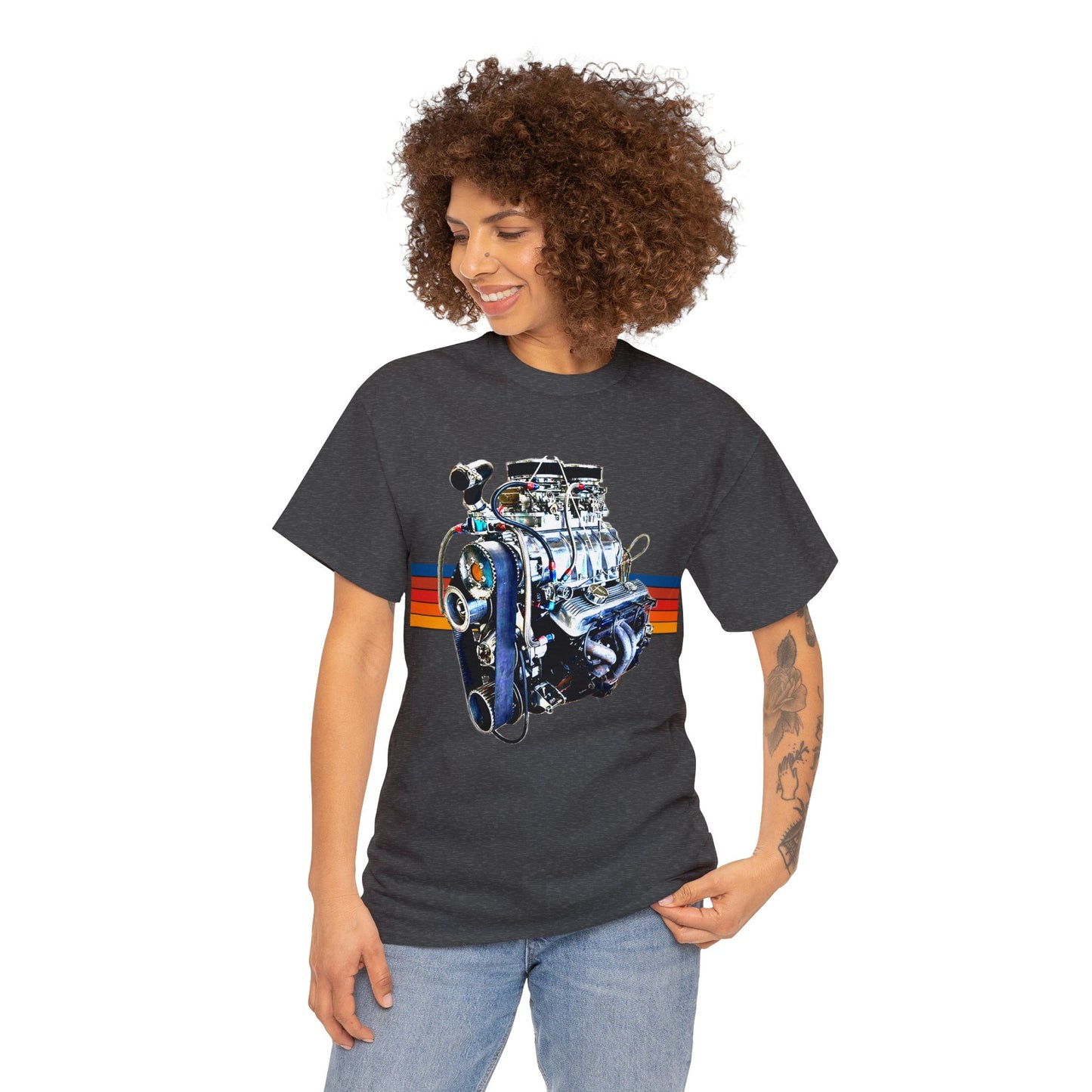 350 Small Block Engine, American Muscle Car Engine Heavy Cotton Tee