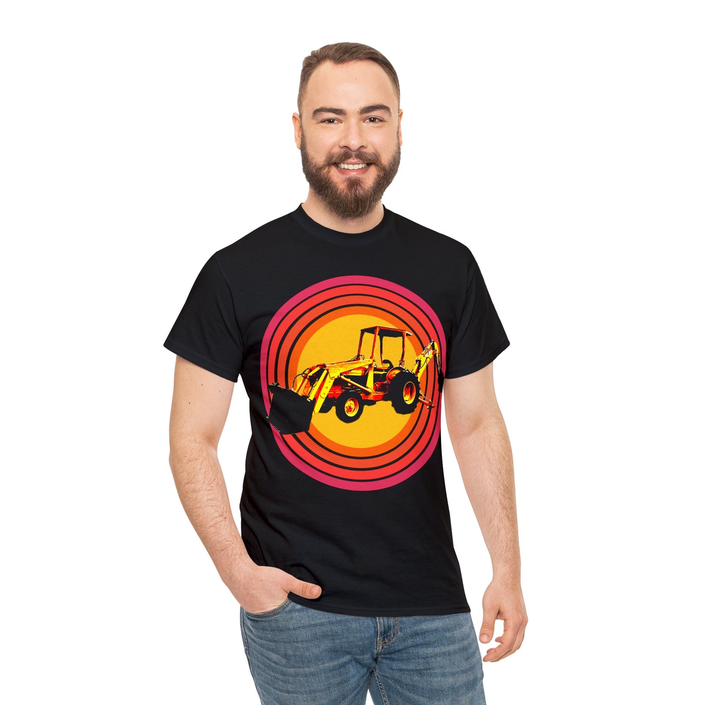 Back Hoe, Tractor, Bulldozer, Excavator, Construction, Under Construction Heavy Cotton Tee
