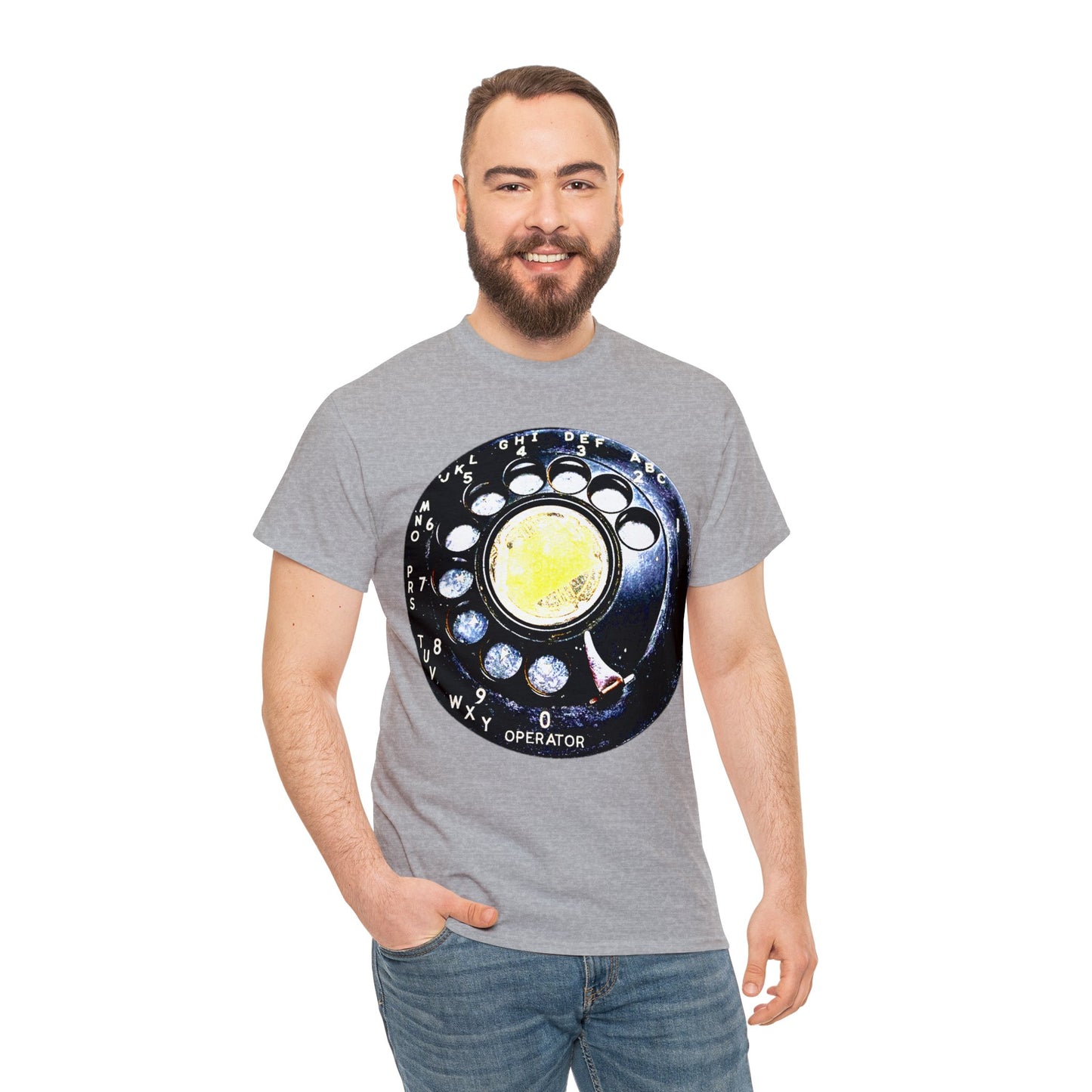 Vintage Retro Rotary Antique Telephone Phone Heavy Cotton Tee