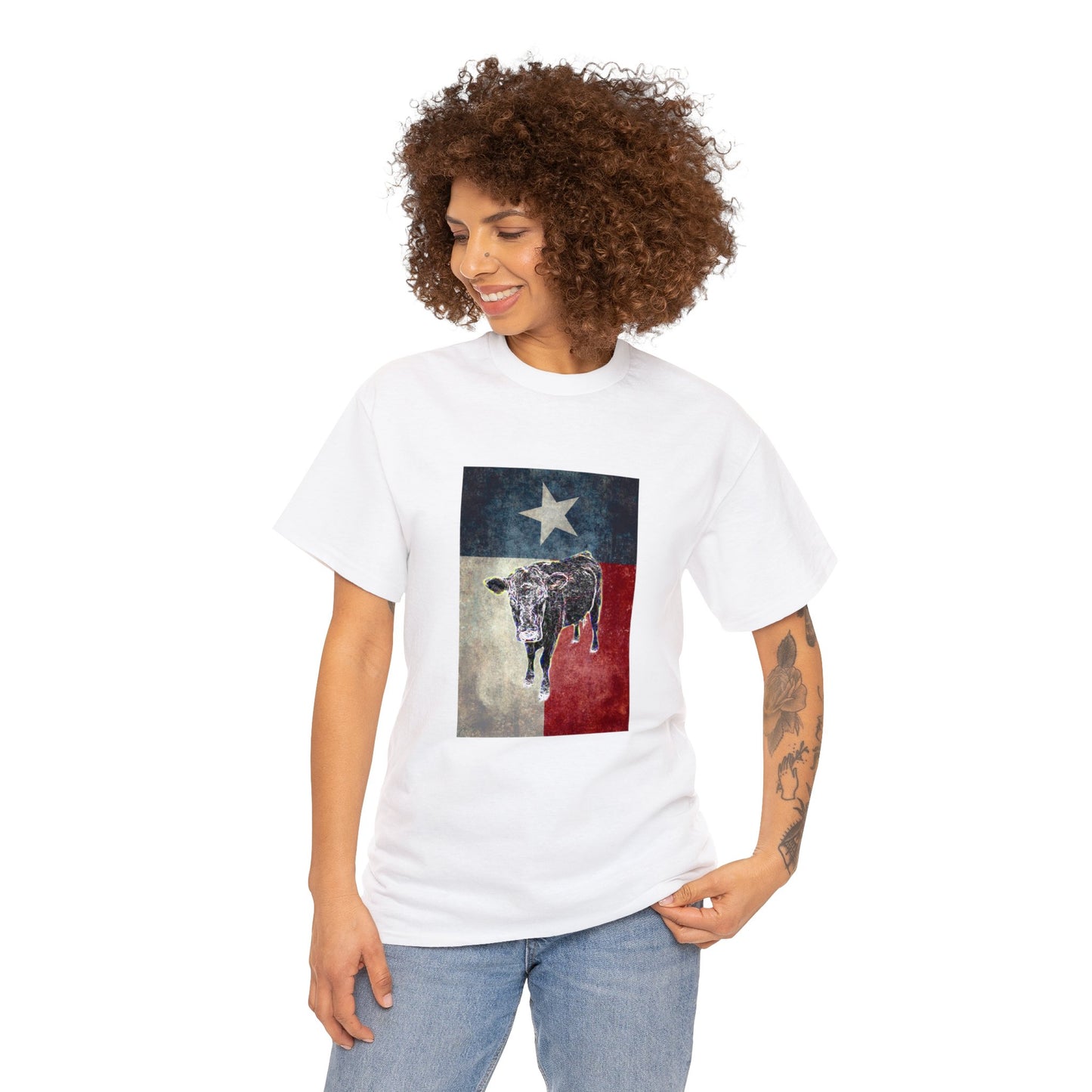 Vintage Retro Cow on the Farm Heavy Cotton Tee
