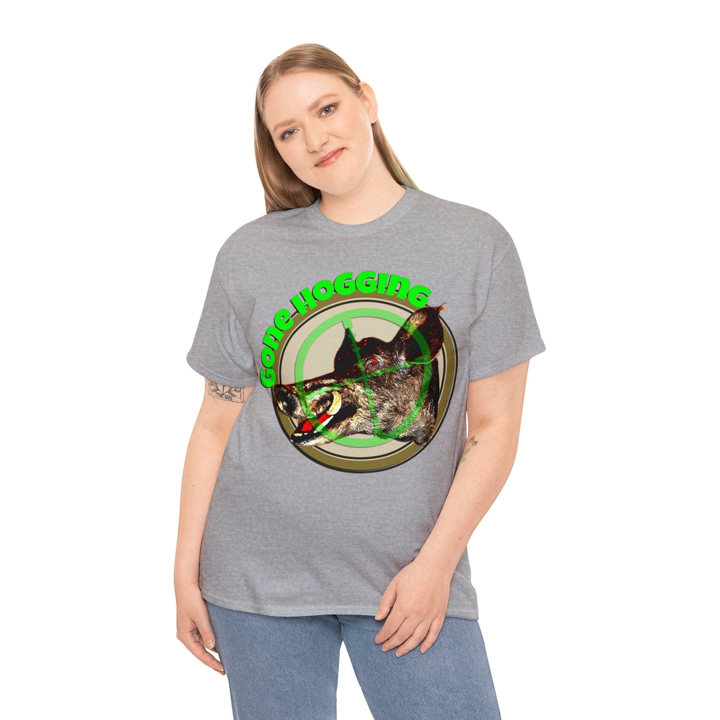 Wild Hog Hunter, Wild Hog, Hog Wild, Hog Boar Hunting Heavy Cotton Tee