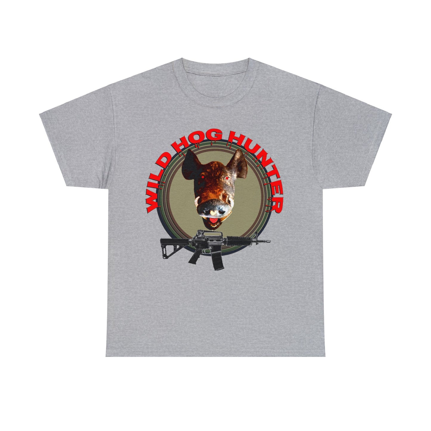 Wild Hog Hunter, Wild Hog, Hog Wild, Hog Boar Hunting Heavy Cotton Tee