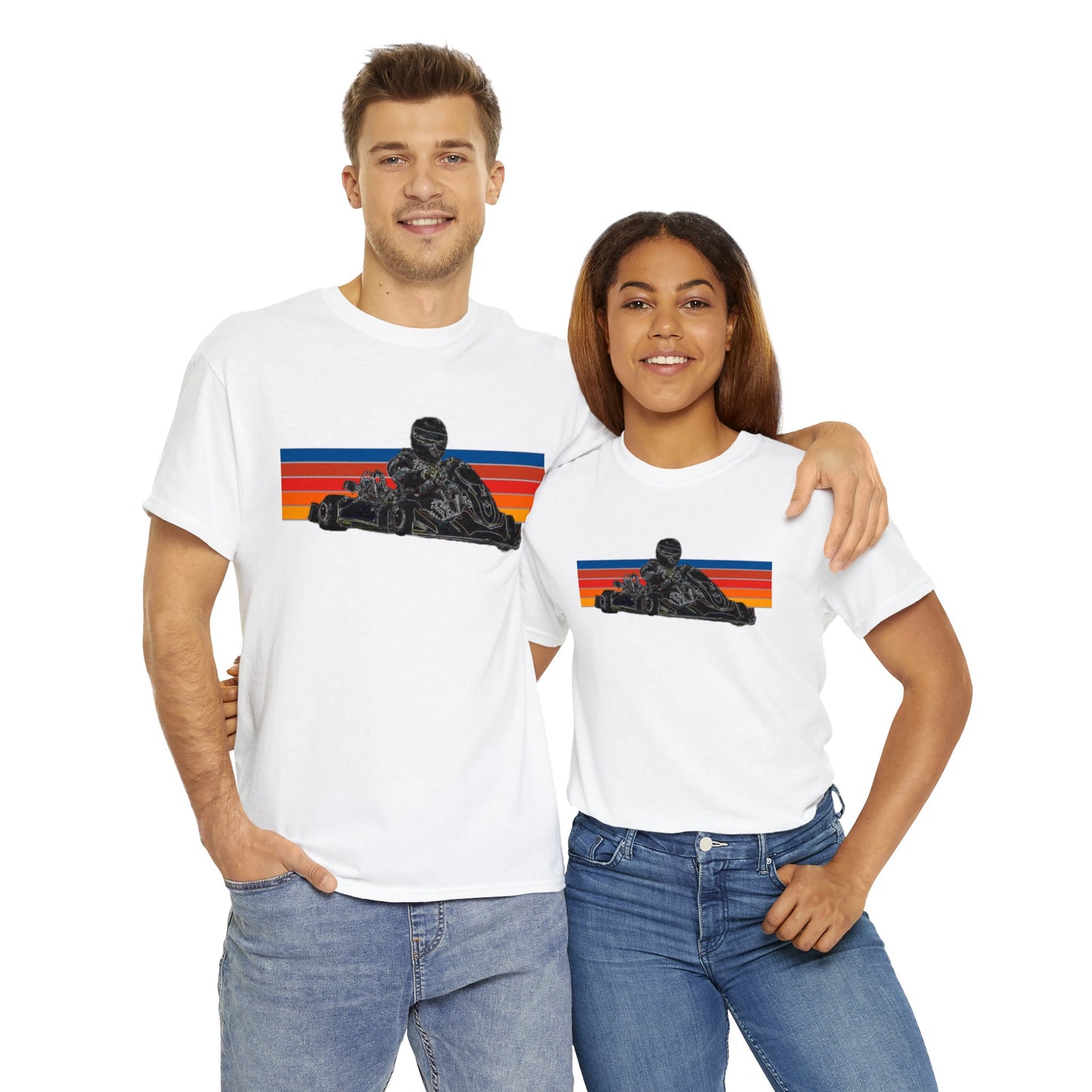Racing Go Cart, Go Kart Racer, Race Car Driver Heavy Cotton Tee