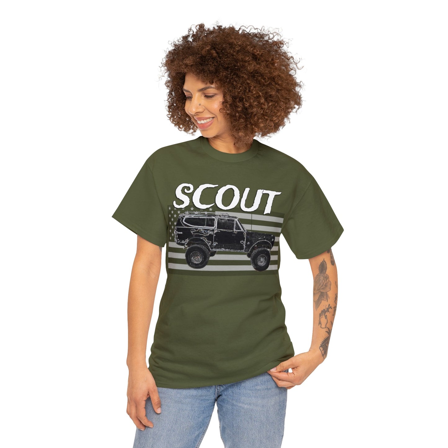 Scout Truck, 4x4 Truck, Vintage Off Road Truck, Retro 4 Wheel Drive Truck Heavy Cotton Tee