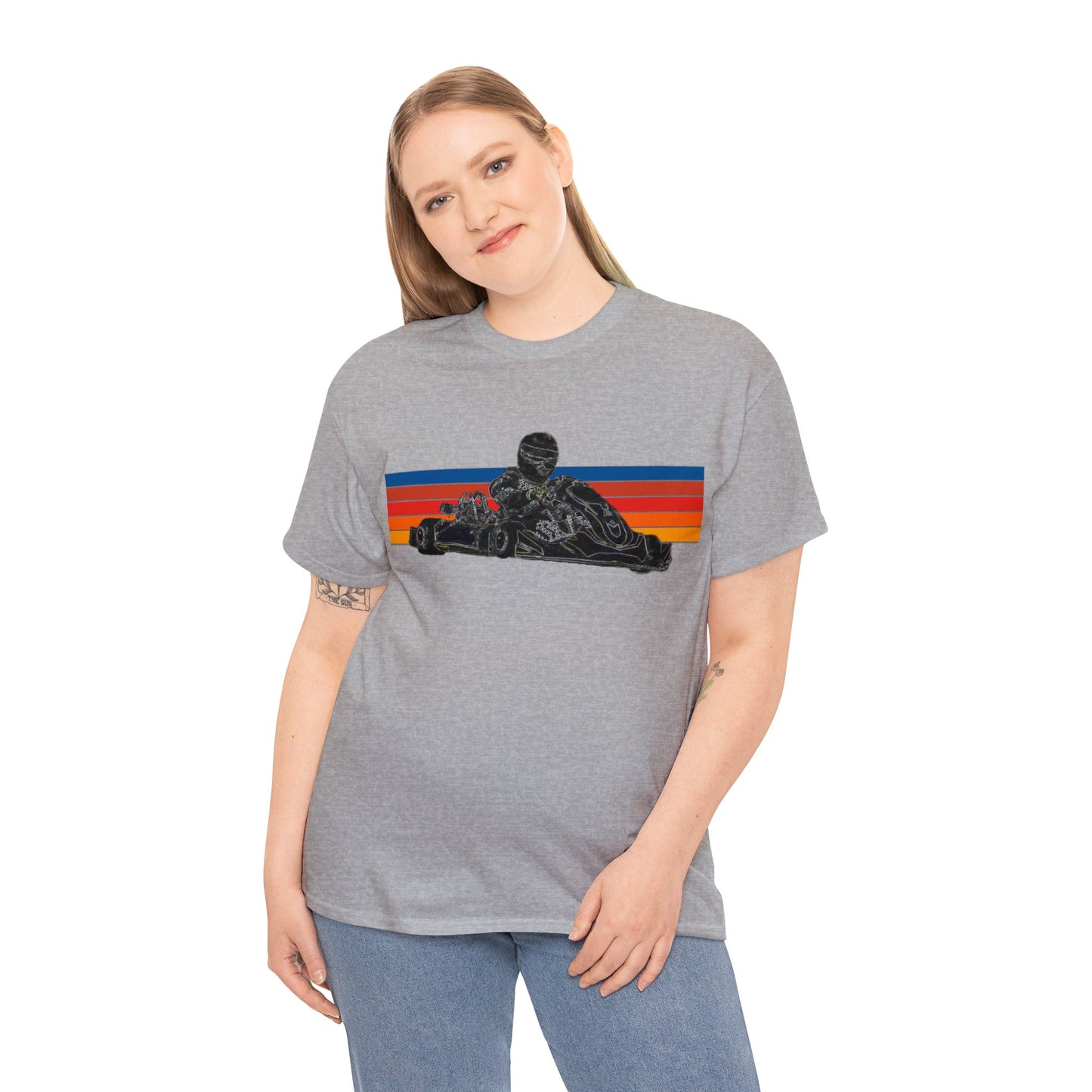 Racing Go Cart, Go Kart Racer, Race Car Driver Heavy Cotton Tee