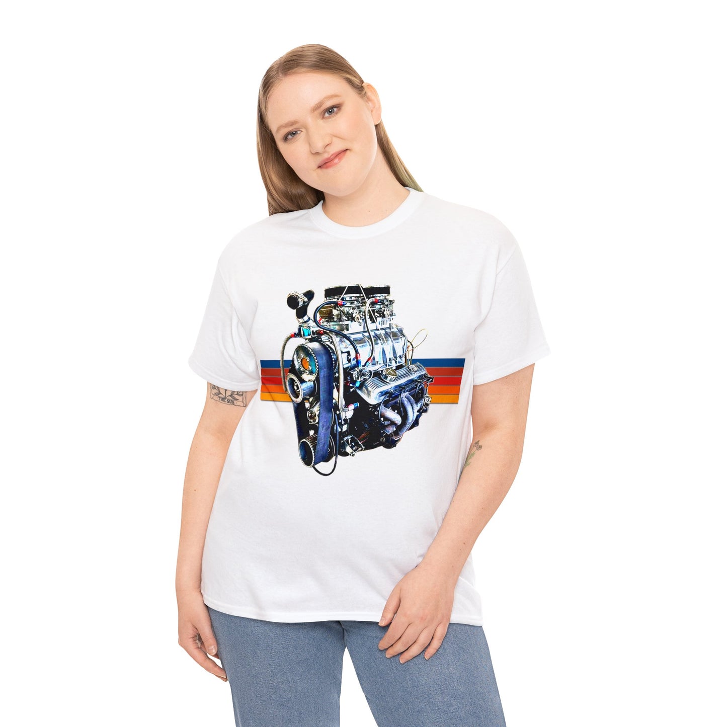 350 Small Block Engine, American Muscle Car Engine Heavy Cotton Tee