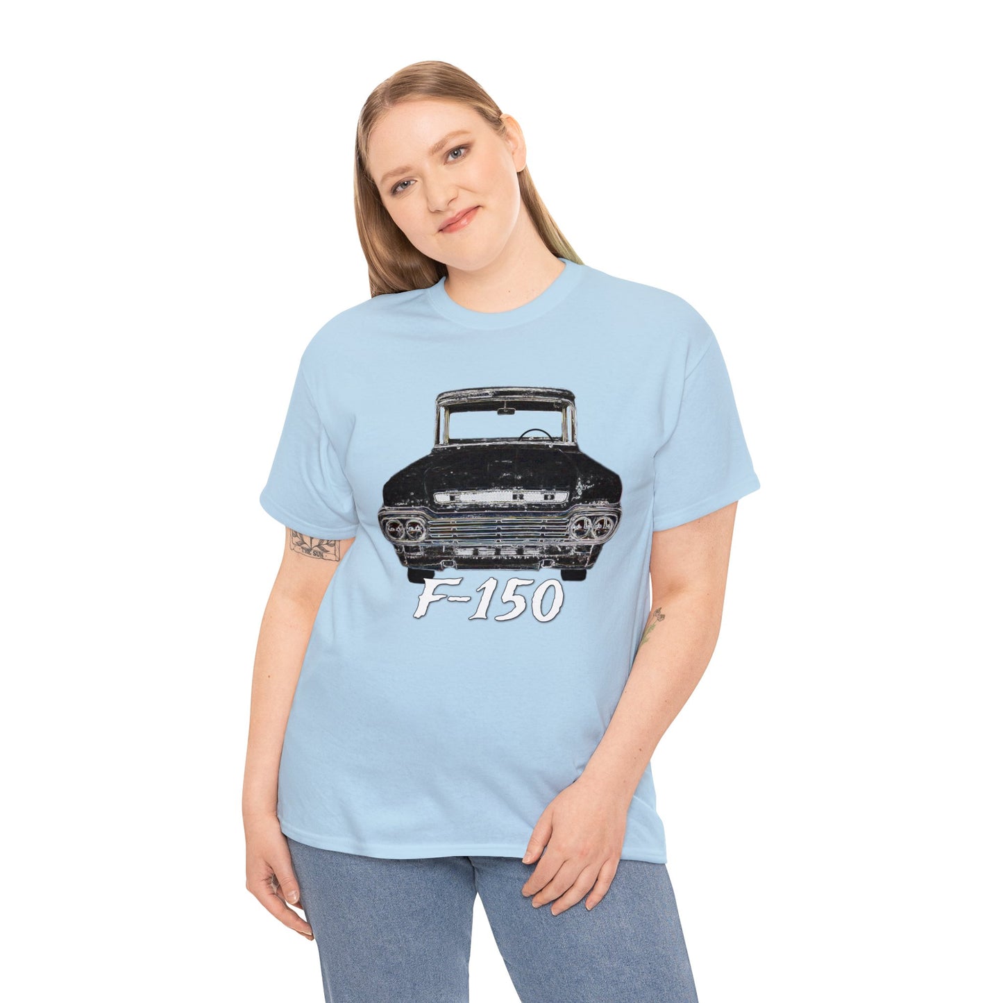 F 150 Truck, Vintage Pickup Truck, Retro Country Pick Up Truck Heavy Cotton Tee