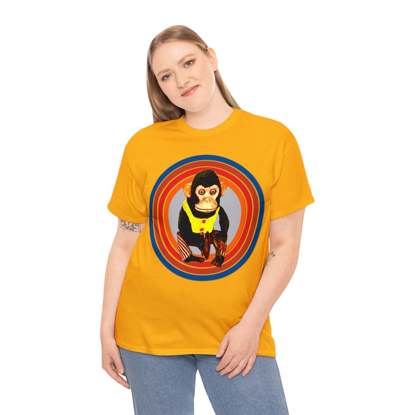 Cymbal Chimp Toy, Jolly Monkey With Cymbals Vintage Retro Heavy Cotton Tee
