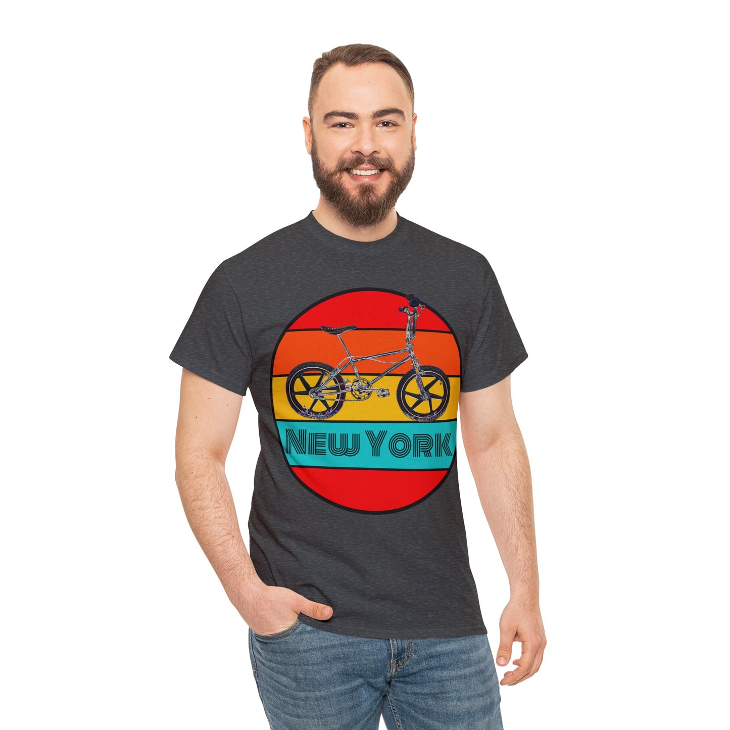 New York City BMX Bike, Cool Old School BMX Bicycle, Dirt Bike Vintage Retro Heavy Cotton Tee