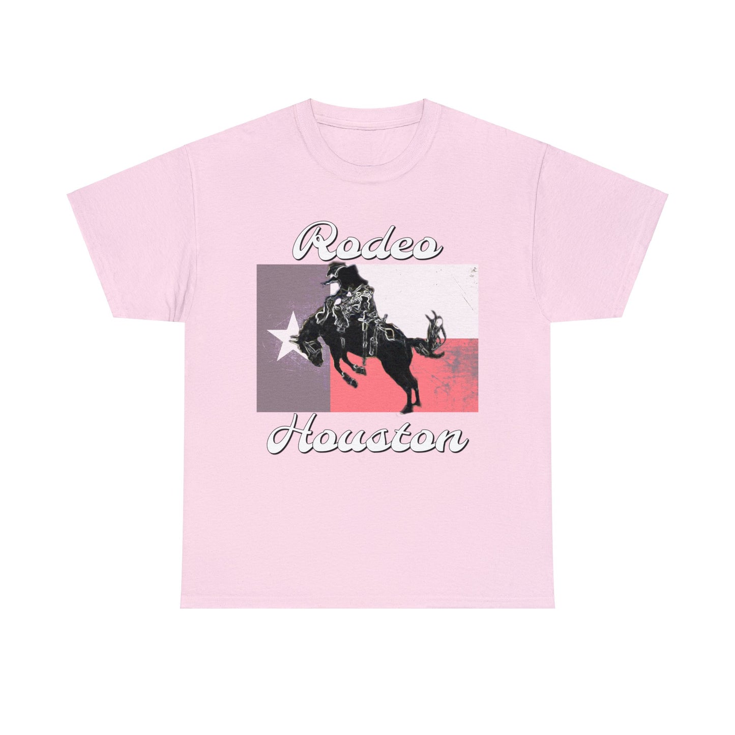 Vintage Rodeo Houston Texas Flag Bronc Buster Heavy Cotton Tee