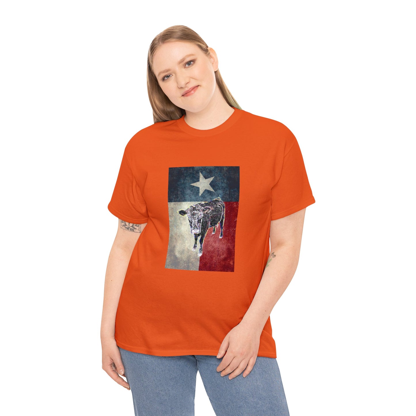 Vintage Retro Cow on the Farm Heavy Cotton Tee