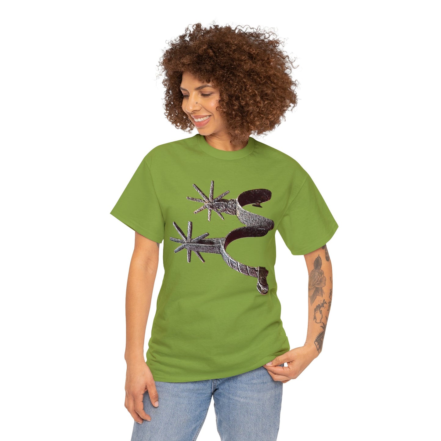 Vintage Retro Cowboy Cowgirl Boot Spurs Heavy Cotton Tee