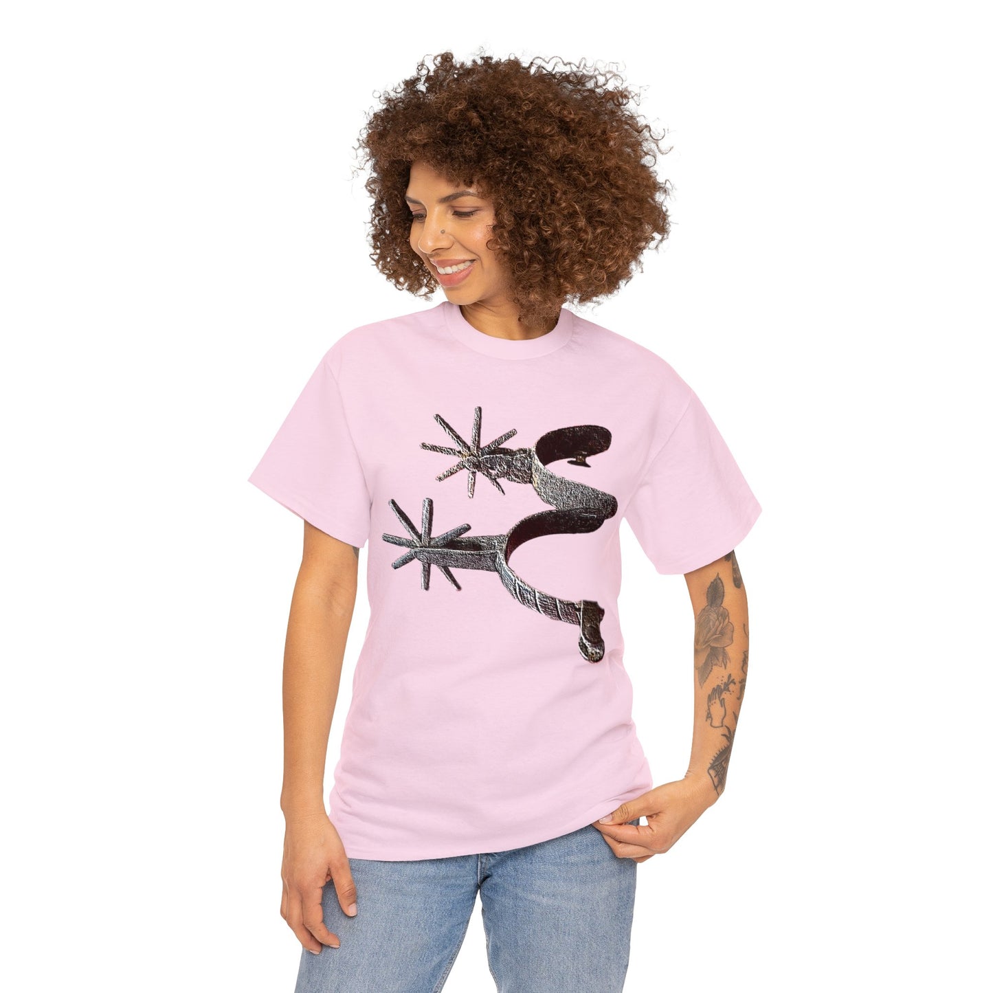 Vintage Retro Cowboy Cowgirl Boot Spurs Heavy Cotton Tee
