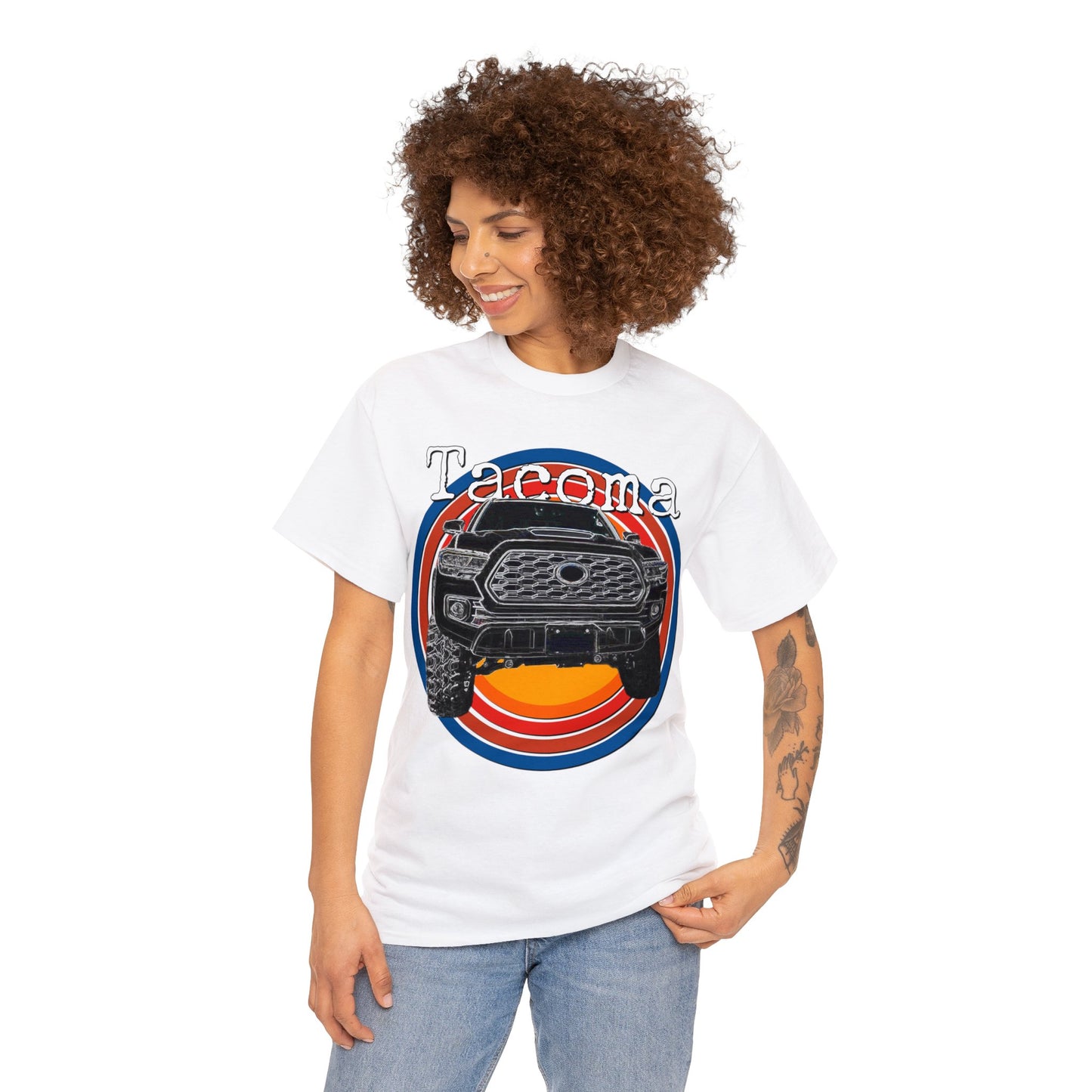 Tacoma 4x4 Pick Up Truck, Off Road Pickup Truck Heavy Cotton Tee