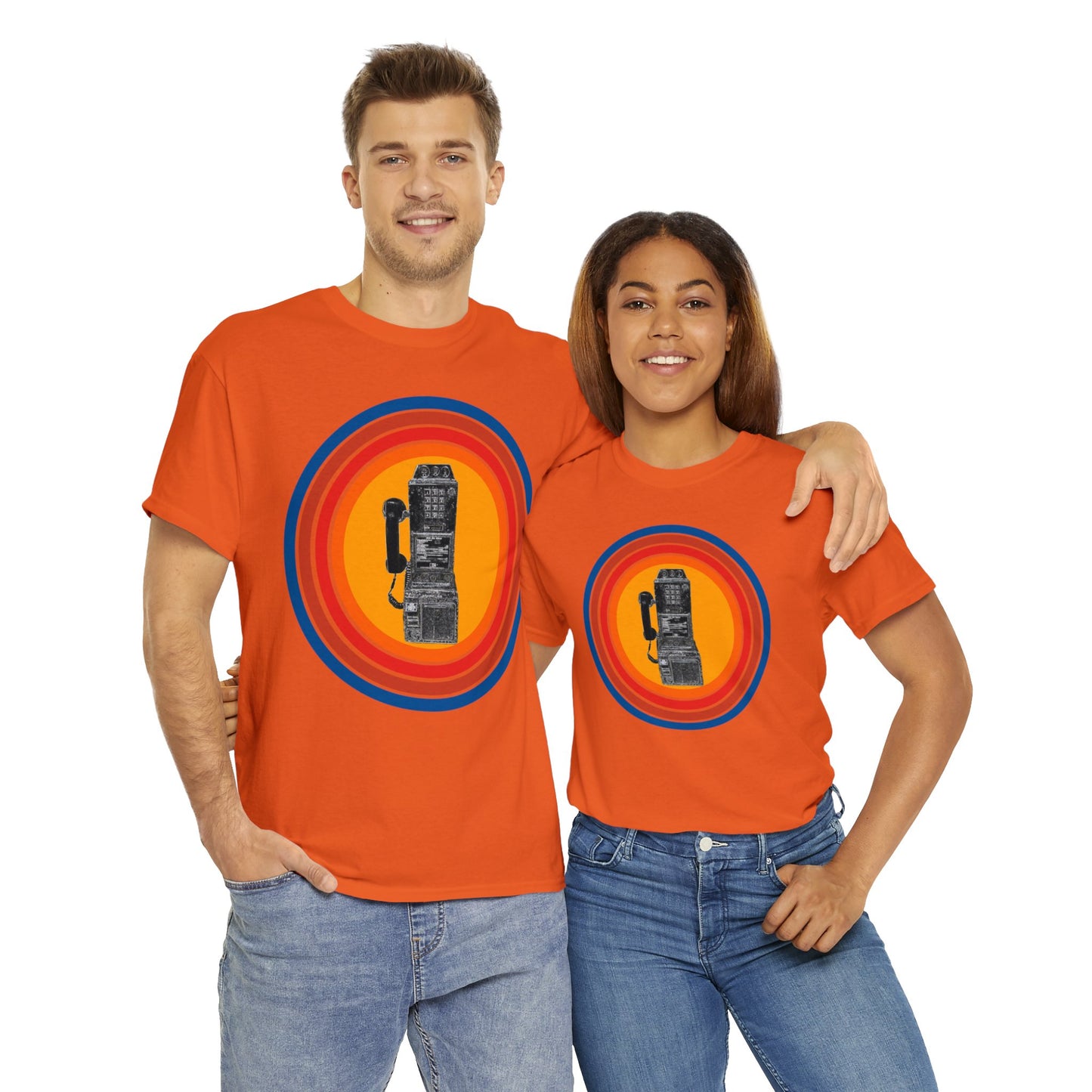 Vintage Retro Pay Phone Antique Telephone Phone Heavy Cotton Tee
