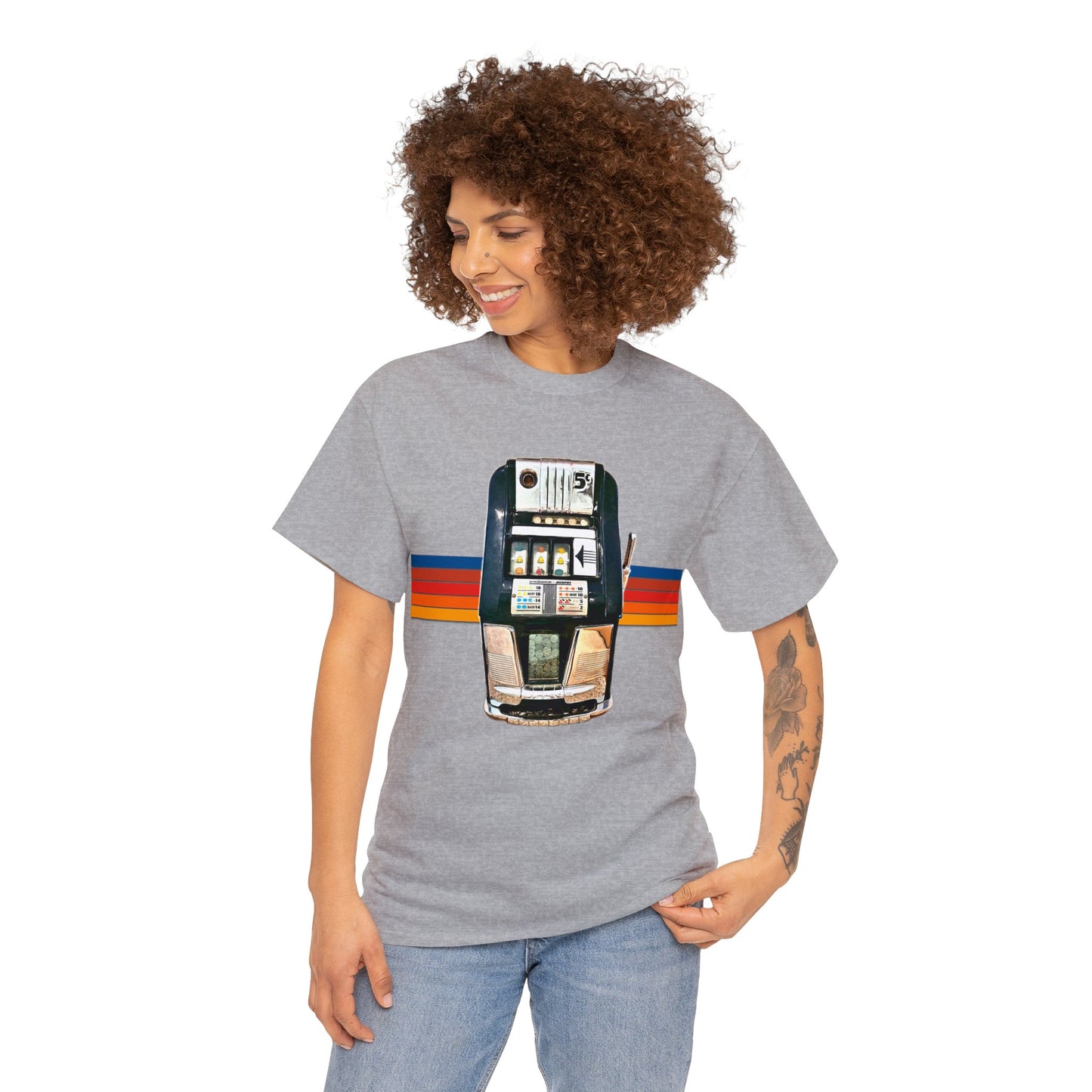 Vintage Slot Machine, Retro Slot Game Machine, Antique Casino Machine Heavy Cotton Tee
