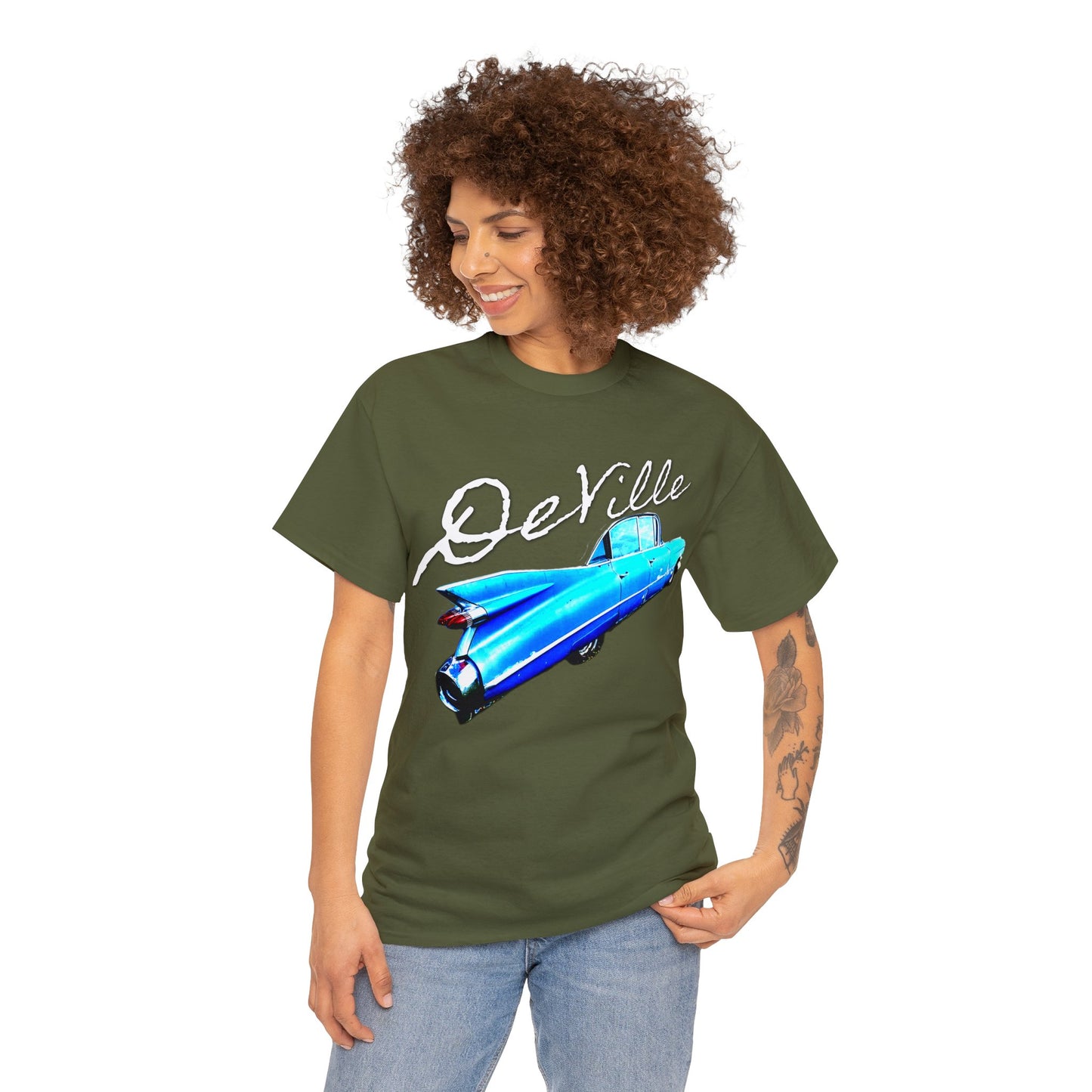 Deville Car, Antique American Car, Retro American Car, Caddy Heavy Cotton Tee