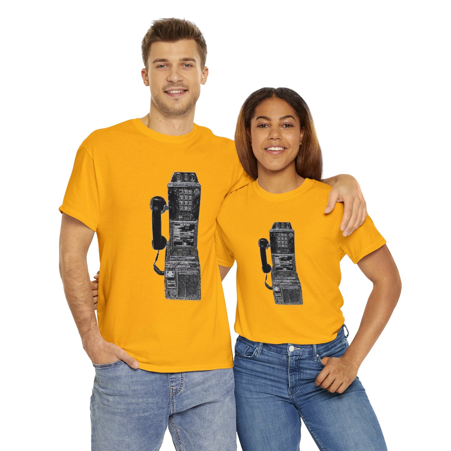 Vintage Retro Pay Phone Antique Telephone Phone Heavy Cotton Tee