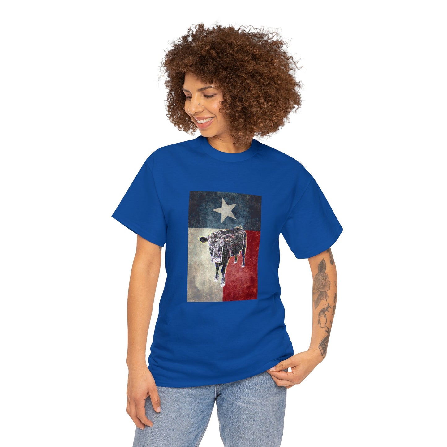 Vintage Retro Cow on the Farm Heavy Cotton Tee