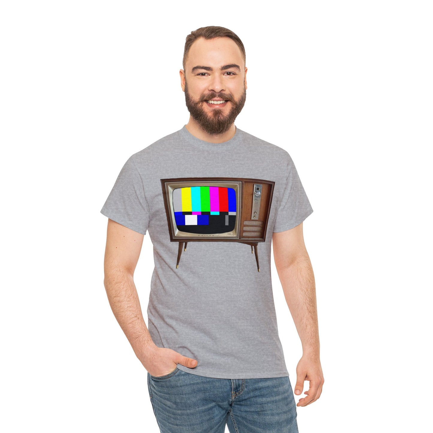 Vintage Television, Tube TV, Sign Off Screen, Old School, Vintage, Retro Heavy Cotton Tee