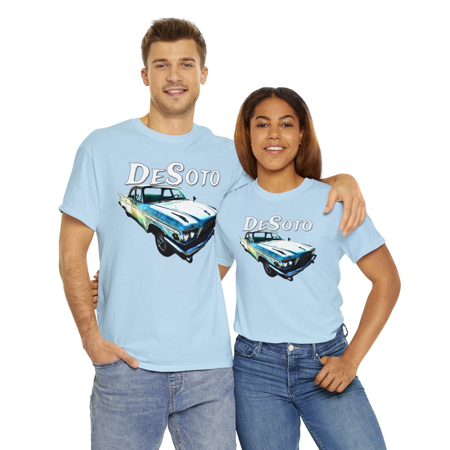 Vintage Desoto American Car, Vintage Antique Automobile Heavy Cotton Tee