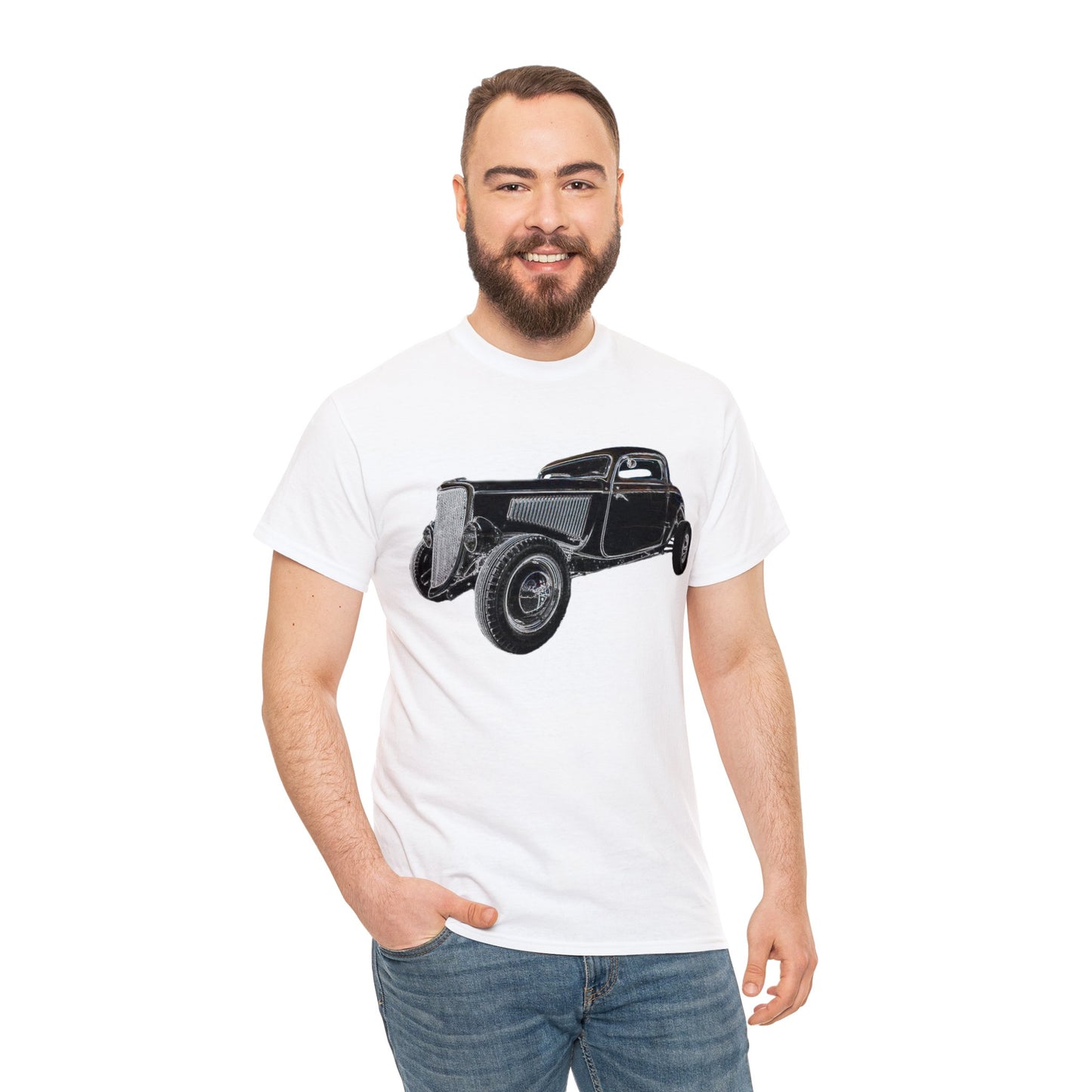 Hot Rod, Retro Rat Rod Car, Antique Automobile, Vintage Car, Rockabilly Heavy Cotton Tee