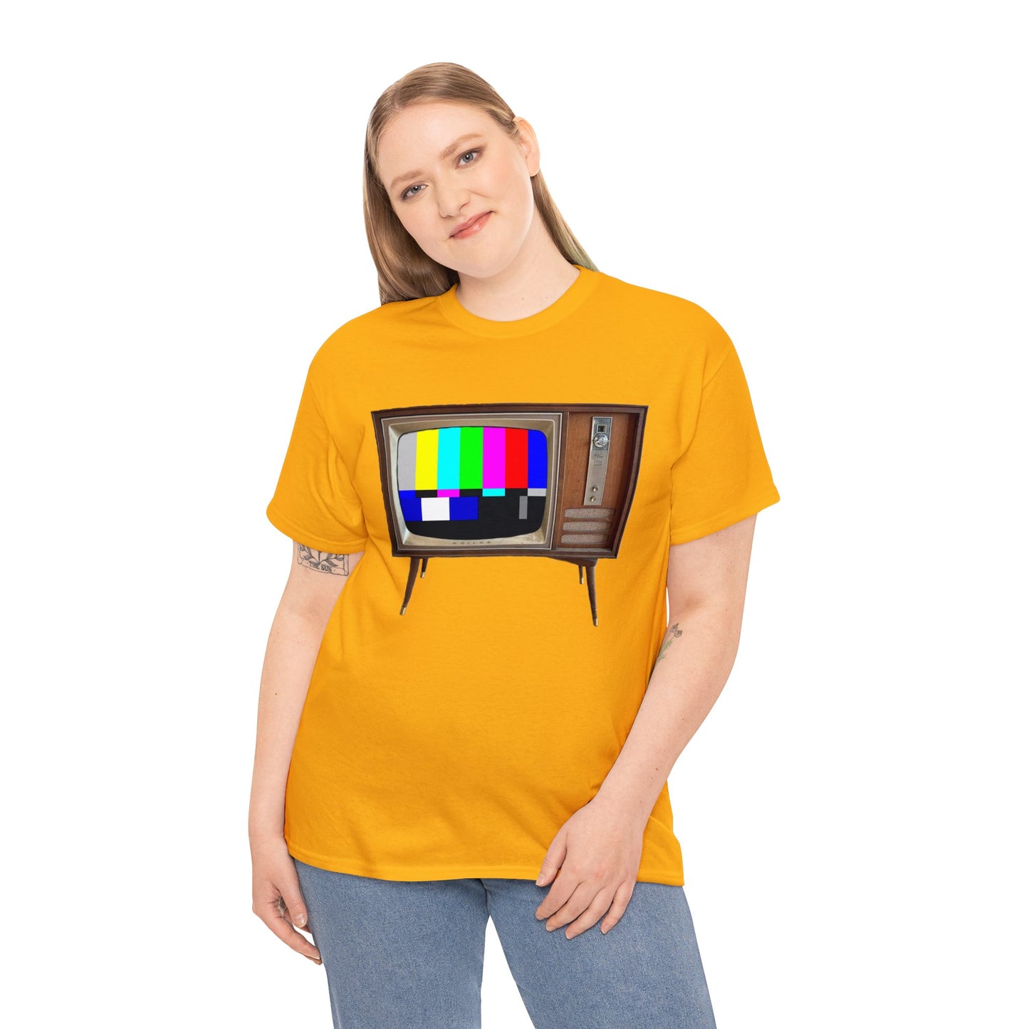 Vintage Television, Tube TV, Sign Off Screen, Old School, Vintage, Retro Heavy Cotton Tee