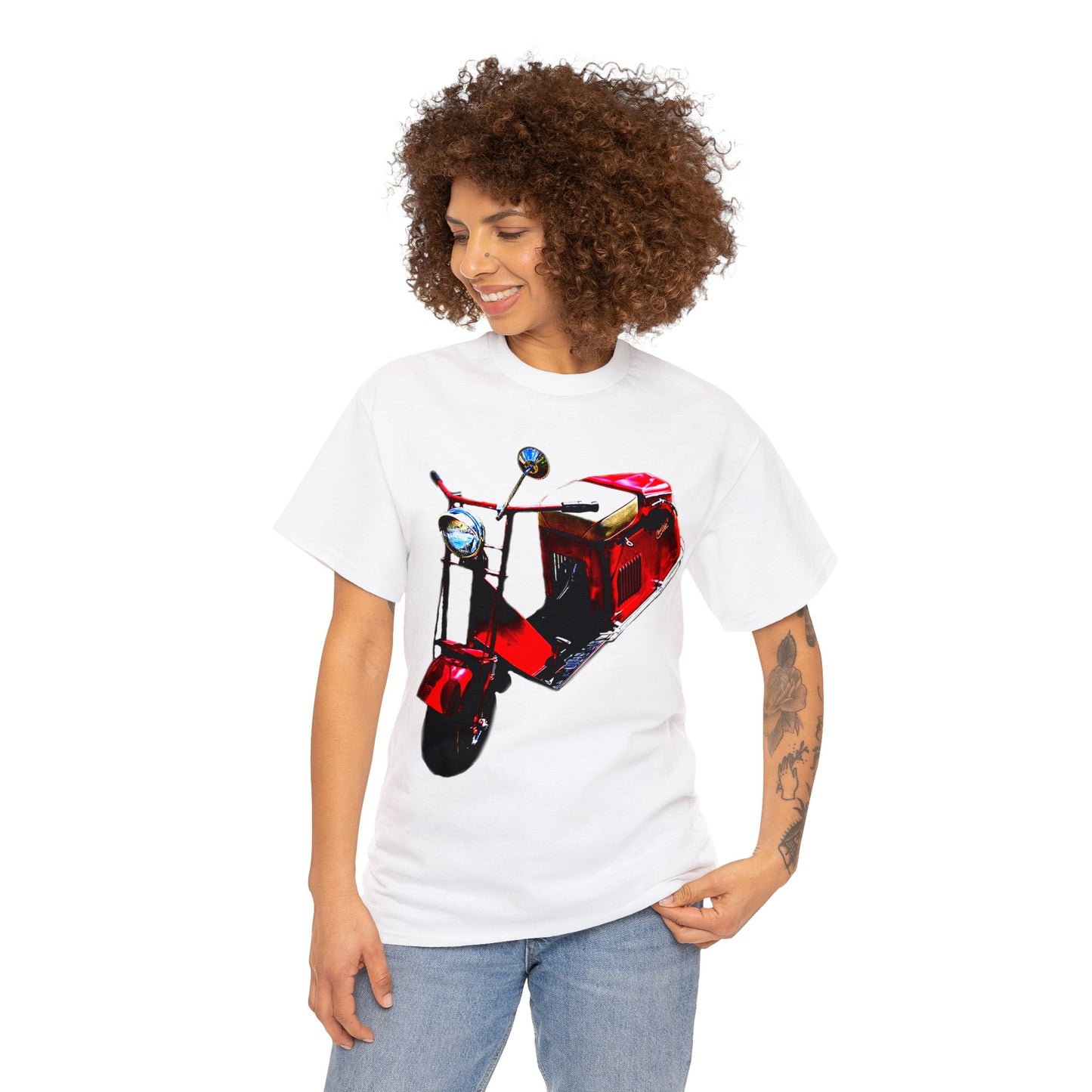 Vintage Scooter, 1940s Scooter, Red Scooter, Red Moped Heavy Cotton Tee