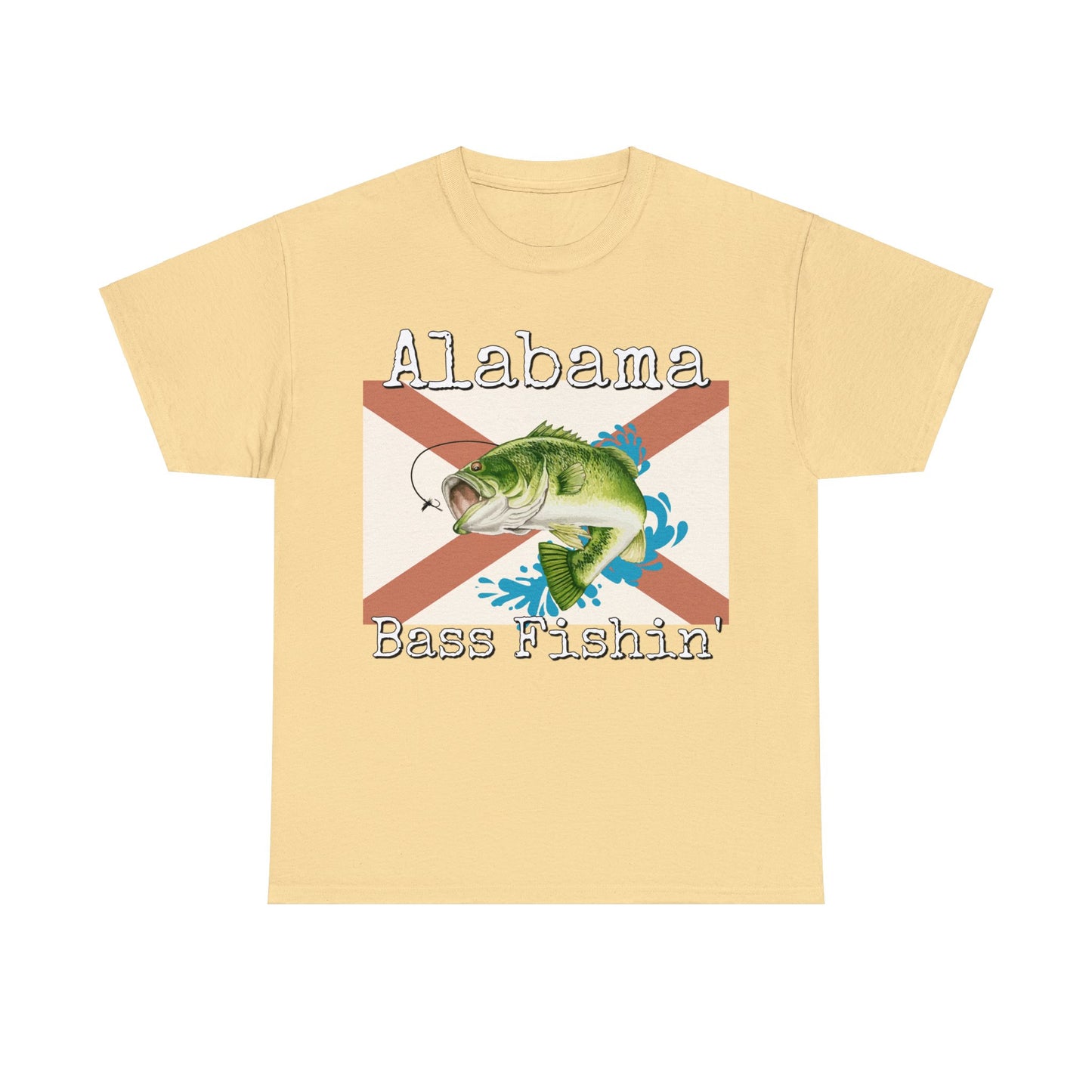 Vintage Retro Alabama Bass Fishing Heavy Cotton Tee
