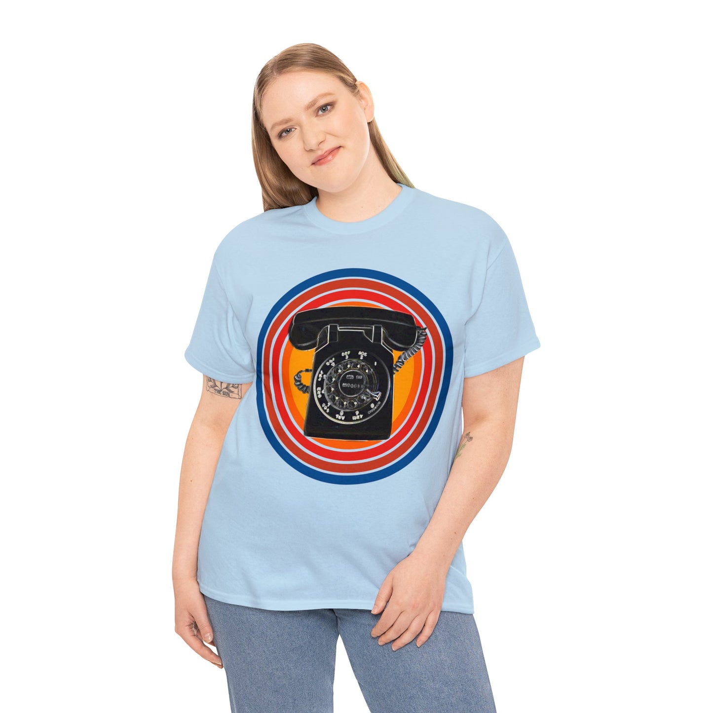Vintage Retro Rotary Antique Telephone Phone Heavy Cotton Tee