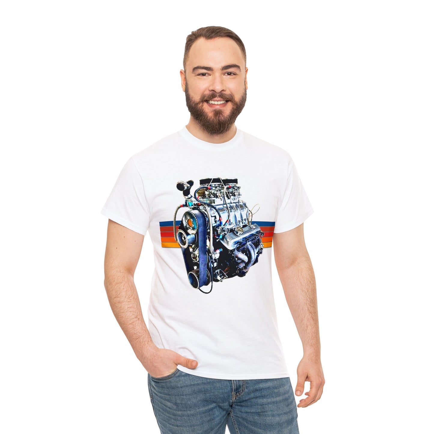 350 Small Block Engine, American Muscle Car Engine Heavy Cotton Tee