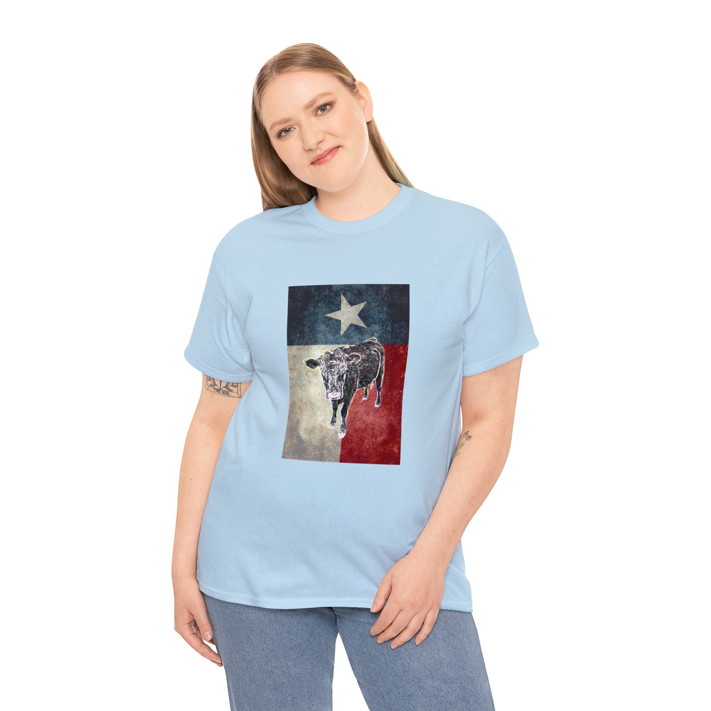 Vintage Retro Cow on the Farm Heavy Cotton Tee