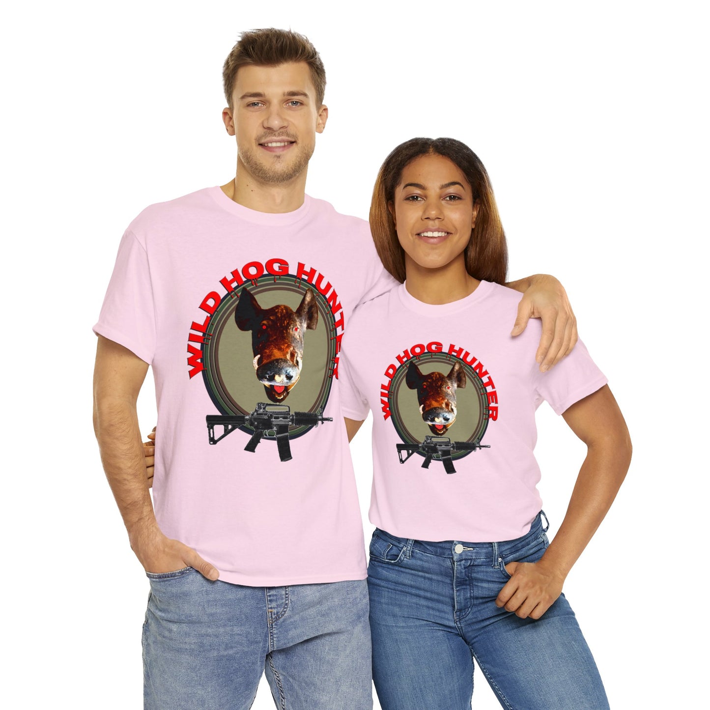 Wild Hog Hunter, Wild Hog, Hog Wild, Hog Boar Hunting Heavy Cotton Tee