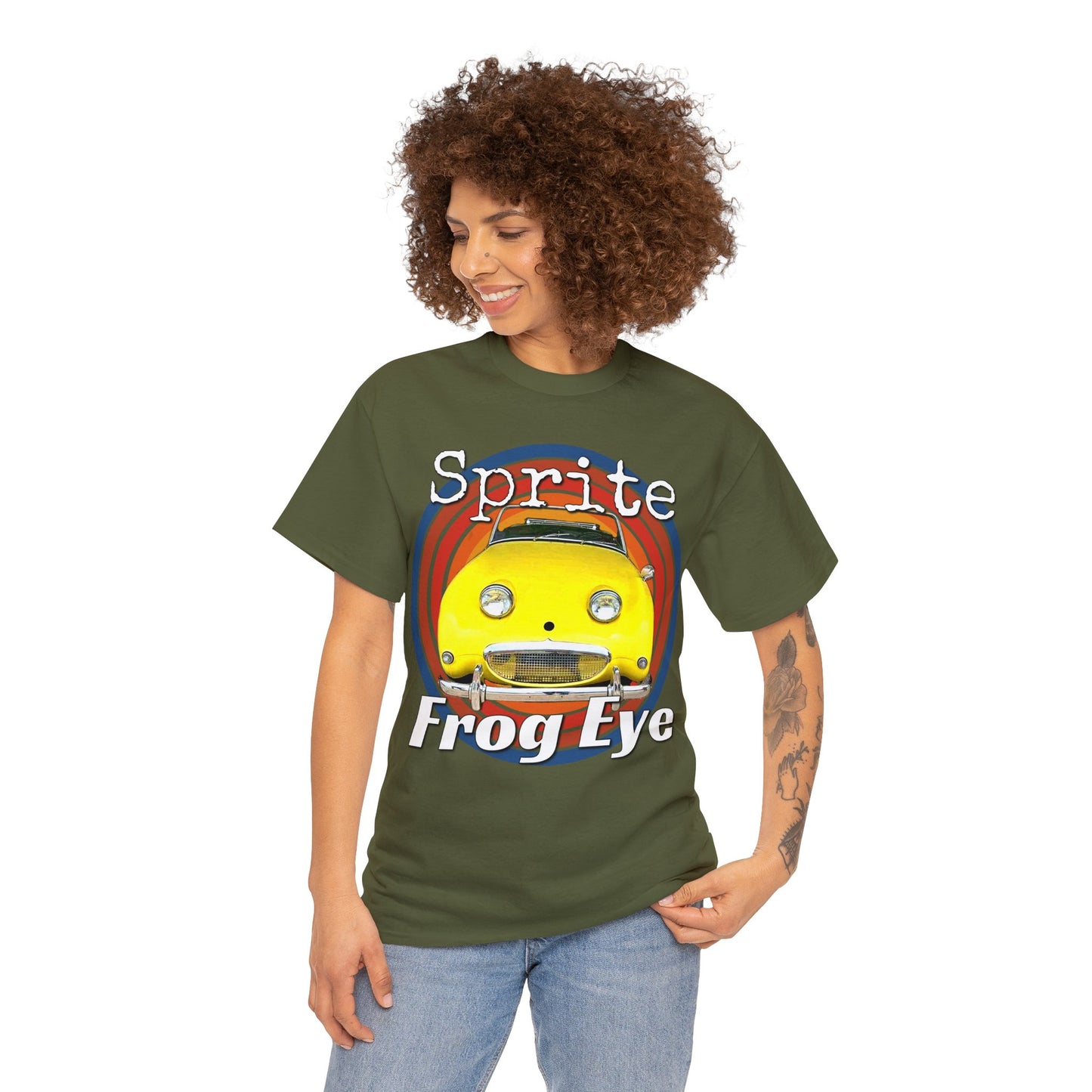 Vintage Retro Sprite Frog Eye Convertible Car Heavy Cotton Tee