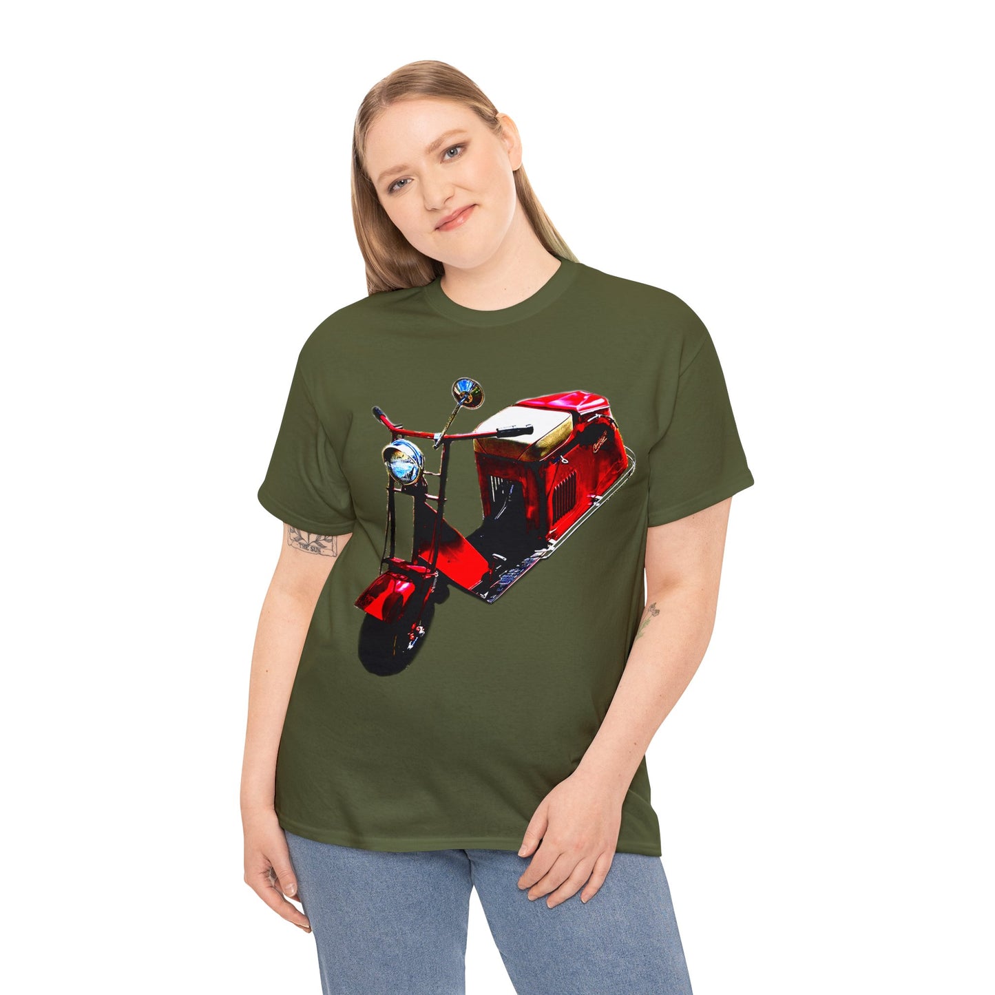 Vintage Scooter, 1940s Scooter, Red Scooter, Red Moped Heavy Cotton Tee